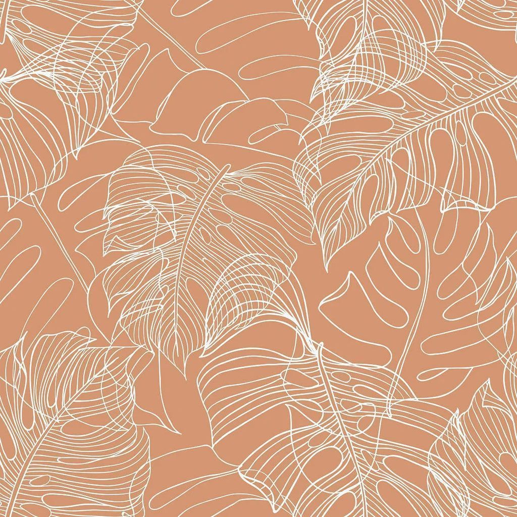 1024x1024 Monstera Leaf Wallpaper in Terracotta