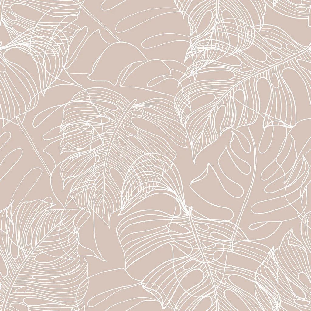1024x1024 Monstera Leaf Wallpaper in Nude