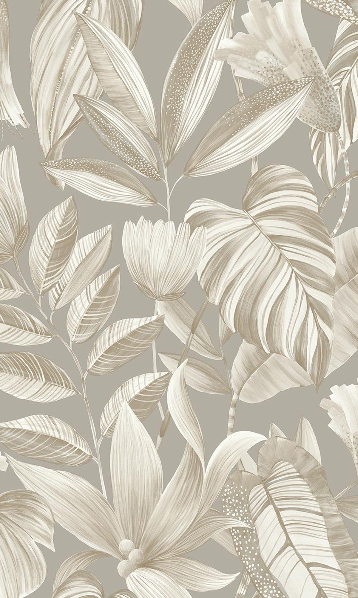 1200x2000 Grey Tropical Jungle Leaves Wallpaper