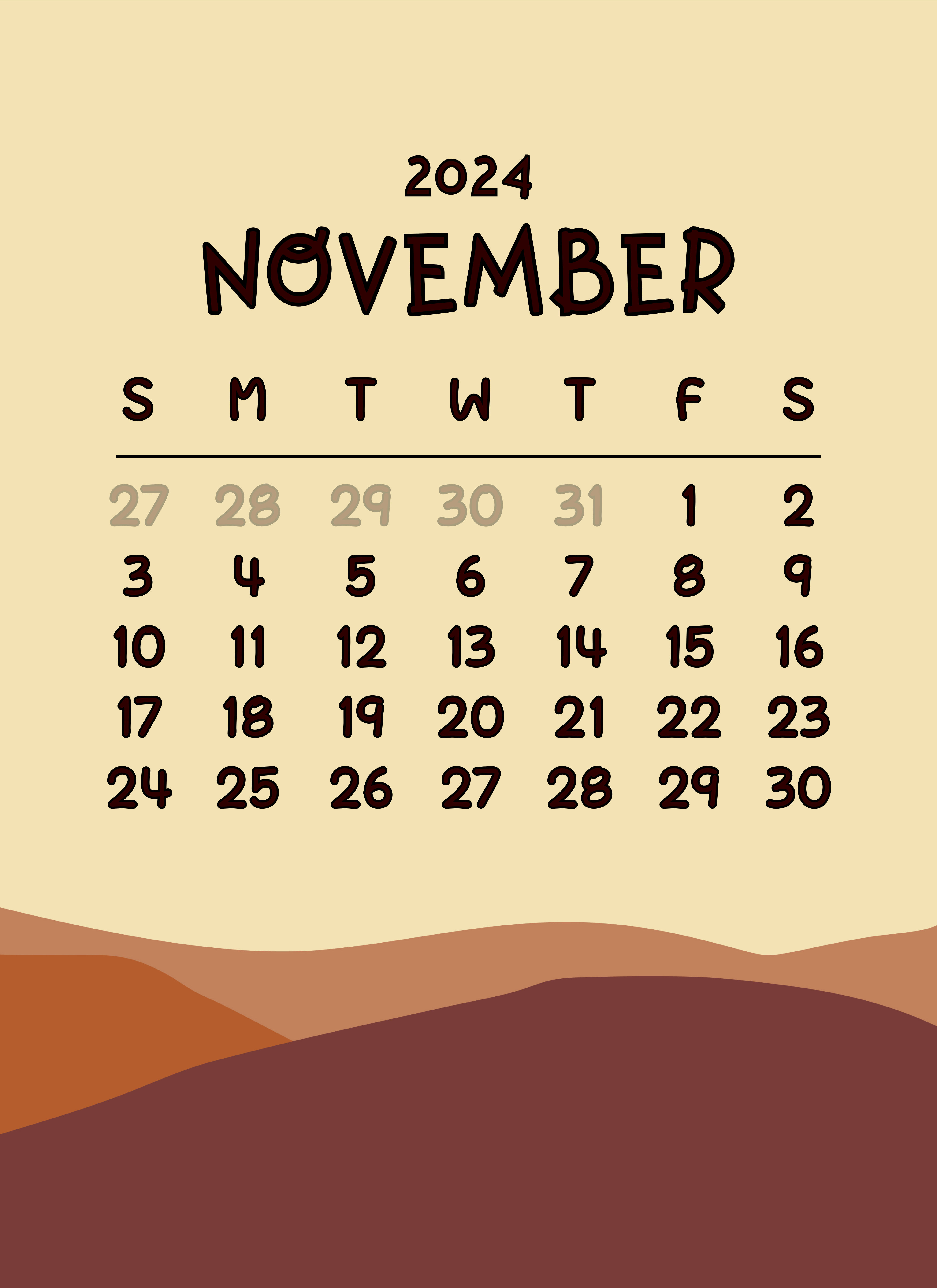 4000x5500 Monthly Calendar November