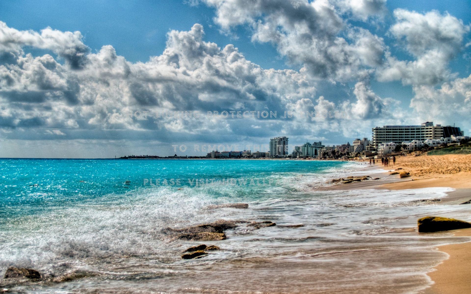1920x1199 beautiful beach in cancun mexico hdr sky