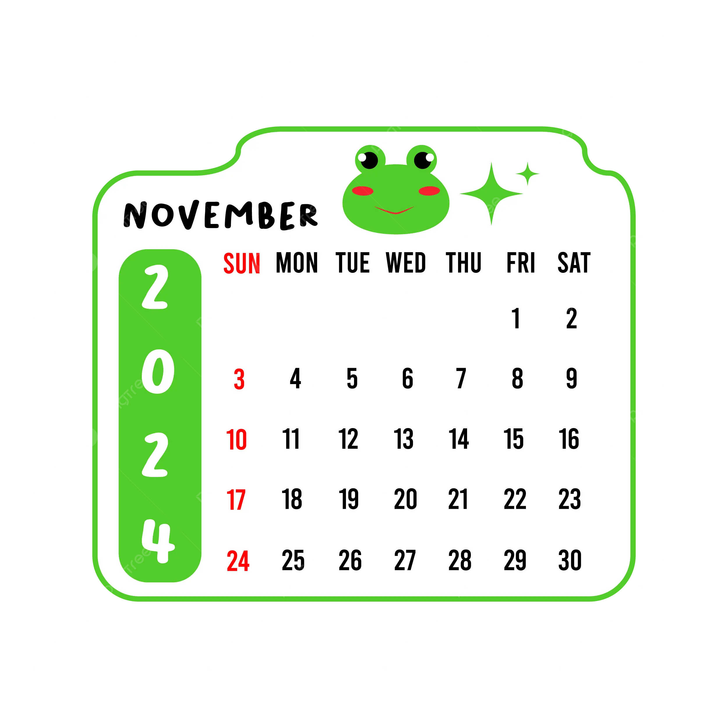 2500x2500 November 2024 Calendar Vector, November
