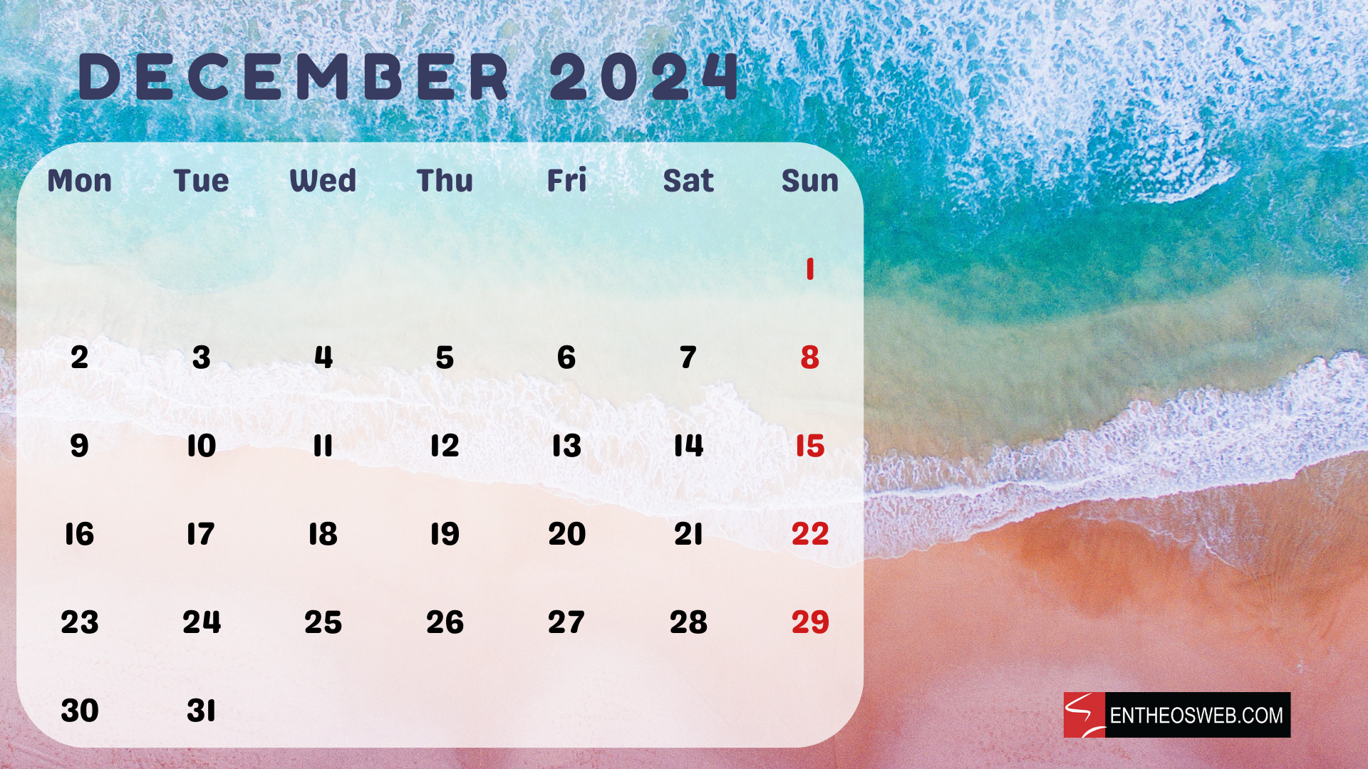 1920x1080 Beaches 2024 Calendar