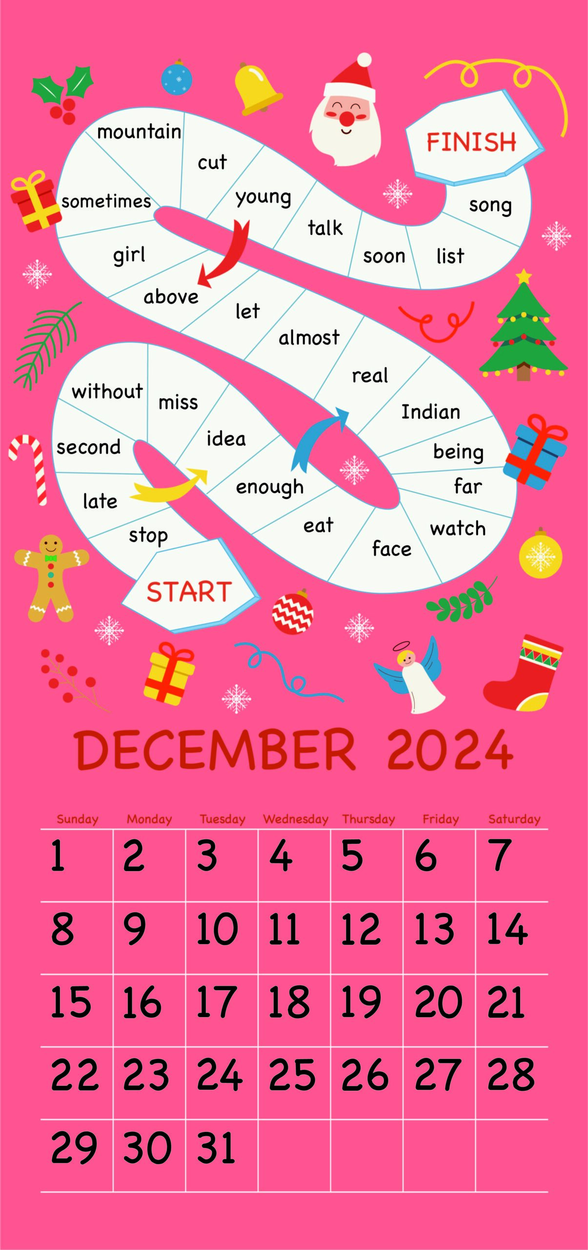 1205x2560 Phonics Calendar for Kids. Joyful