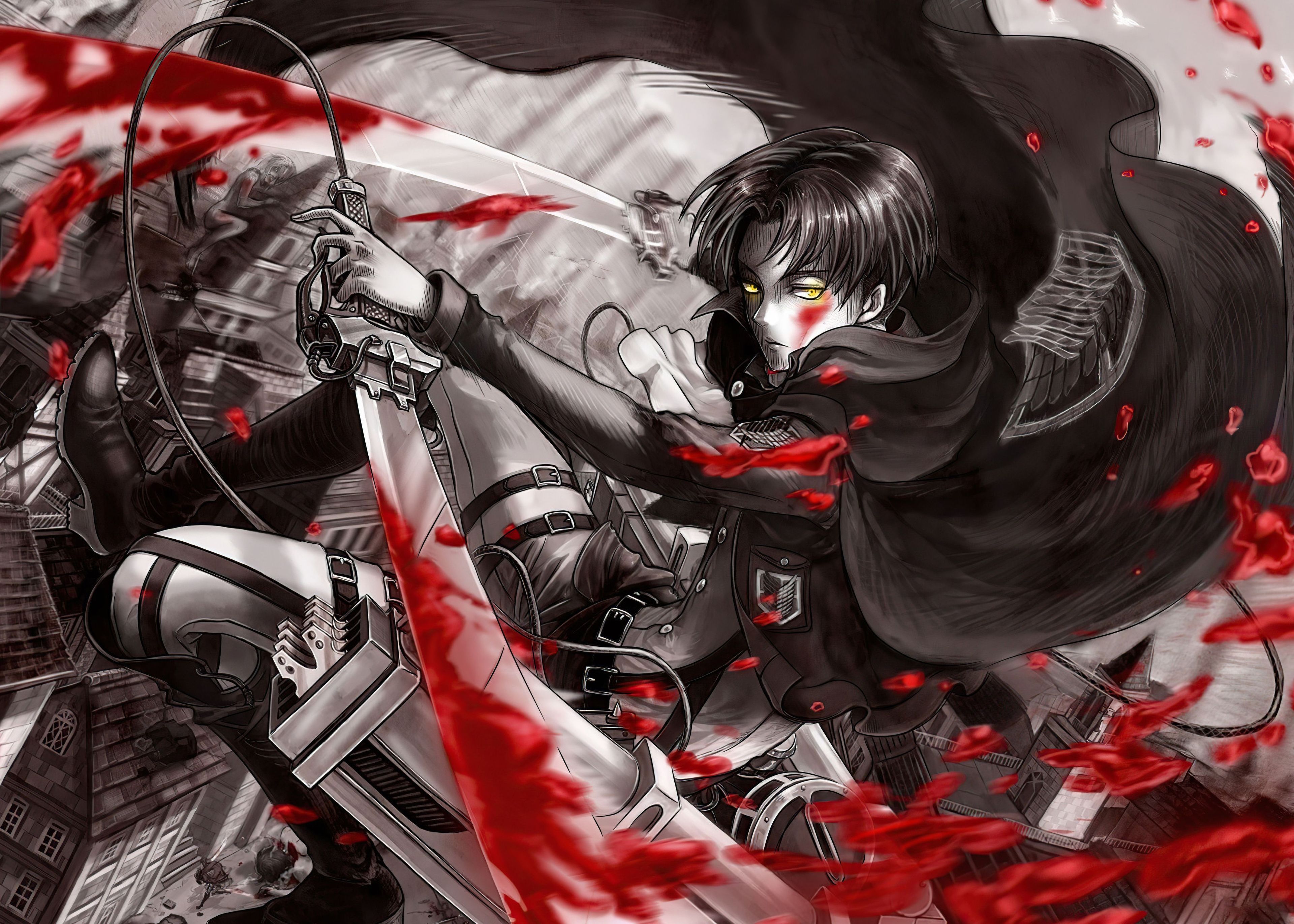 3840x2743 Levi Ackerman Wallpaper 4K, Shingeki no