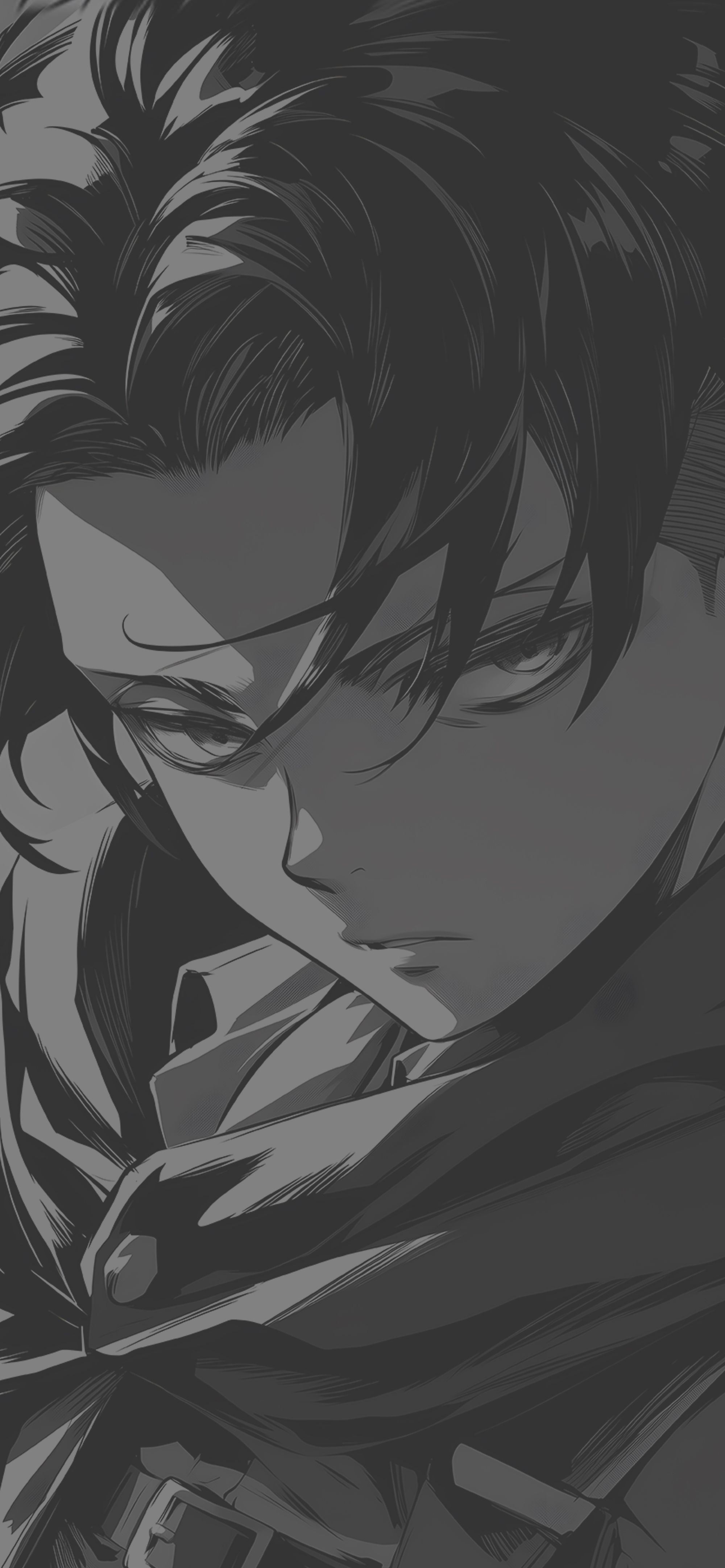 2000x4329 Levi Attack on Titan Black and White