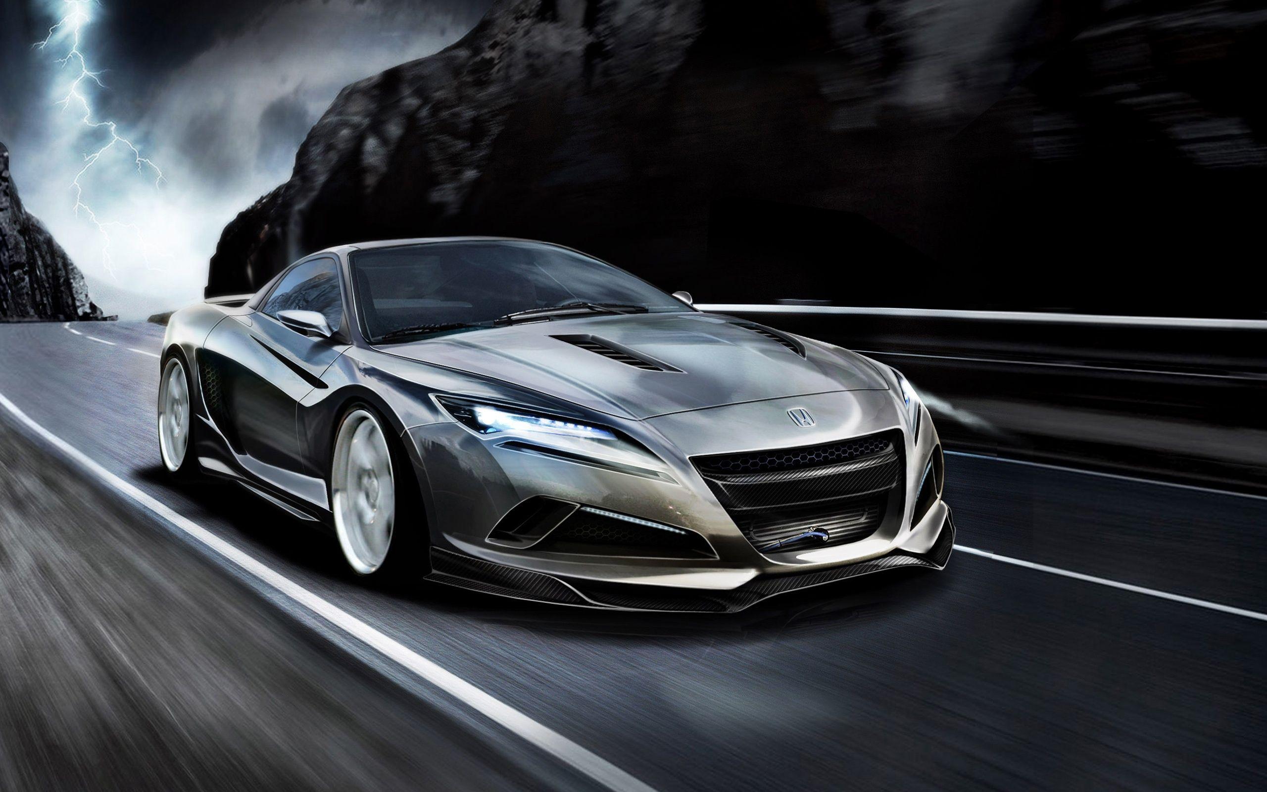 2560x1600 Honda, Japanese Car, Famous Brand, Dark Background, Lightning