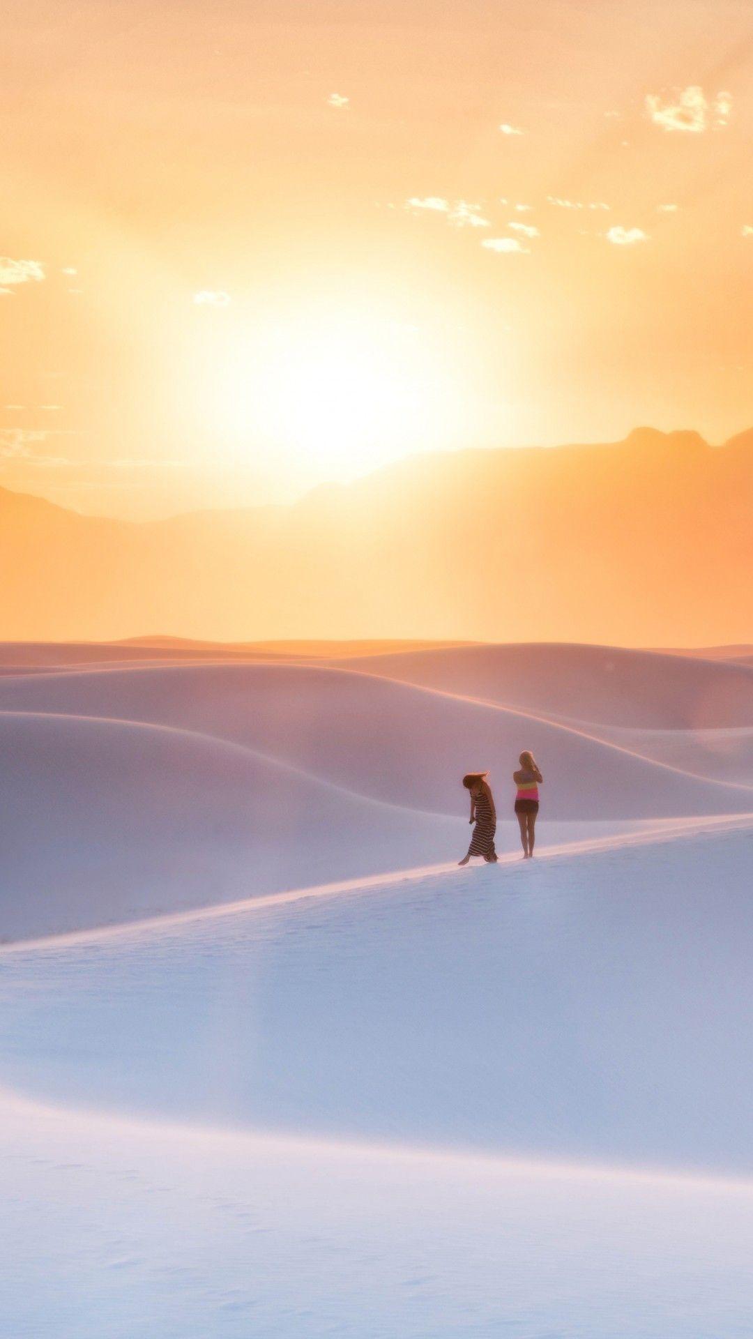 1080x1920 Wallpaper White Sands, Sunset, New Mexico, Sand Dunes, 5K