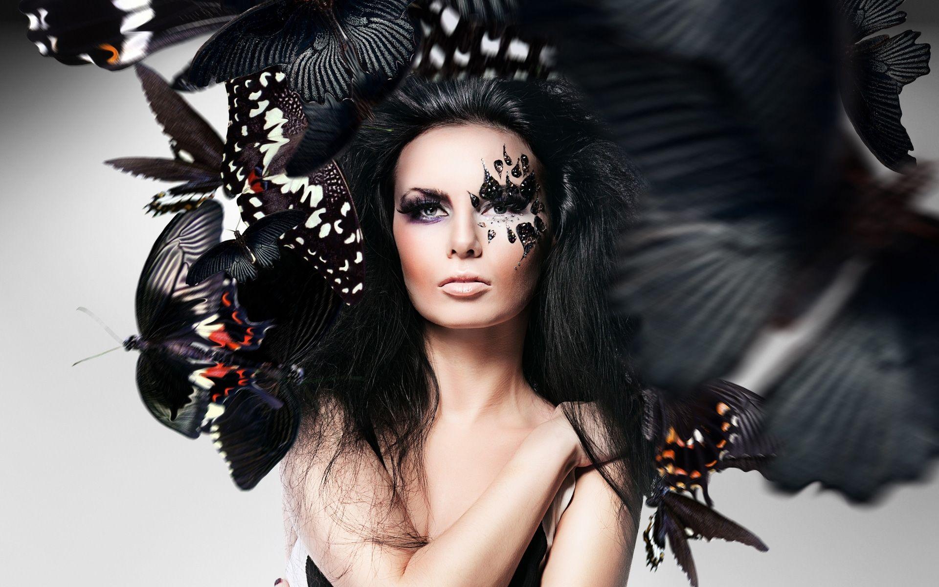 1920x1200 Wallpaper Makeup Face Butterfly Hd Desktop Wallpaper L A
