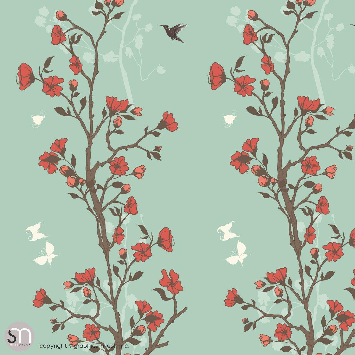 1200x1200 JAPANESE GARDEN OF FLOWERS & Stick Wallpaper