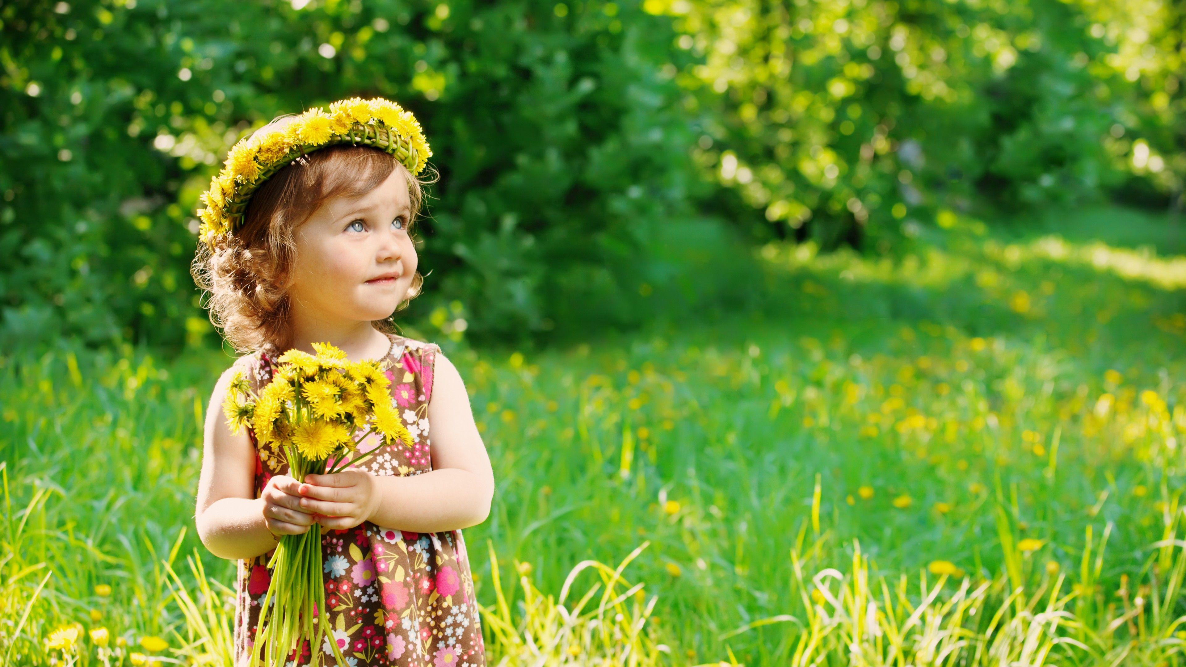 3840x2160 4K Girls In Flowers Wallpaper High Quality