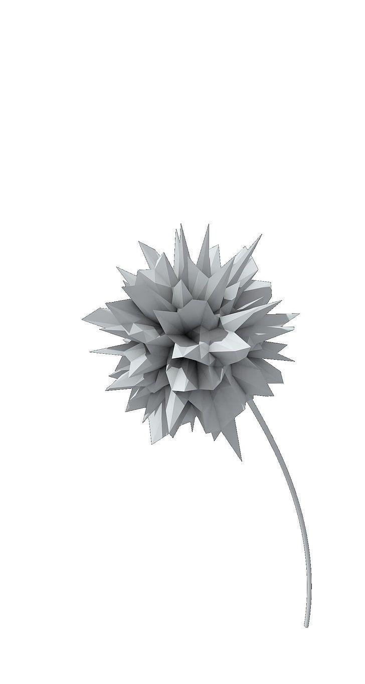 728x1365 HD wallpaper: 3D origami flower, render, no background