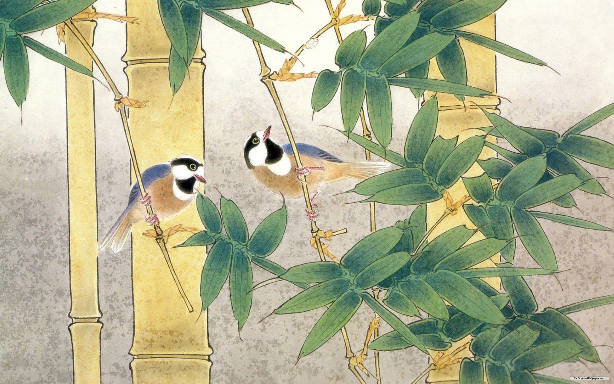 2560x1600 Birds include bamboo, Japanese painting wallpaper