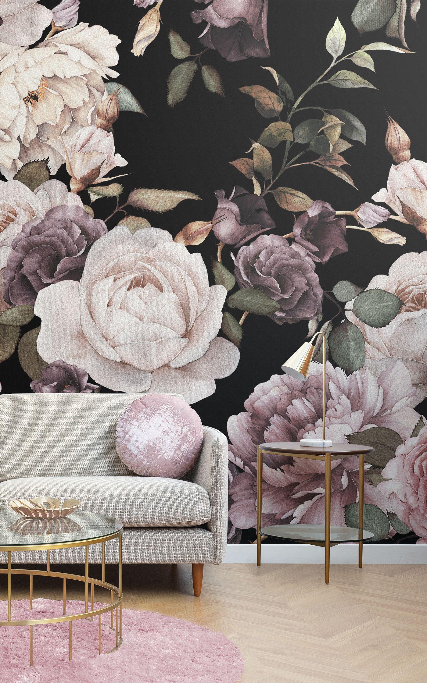 1400x2241 Create a striking space with dark floral wallpaper