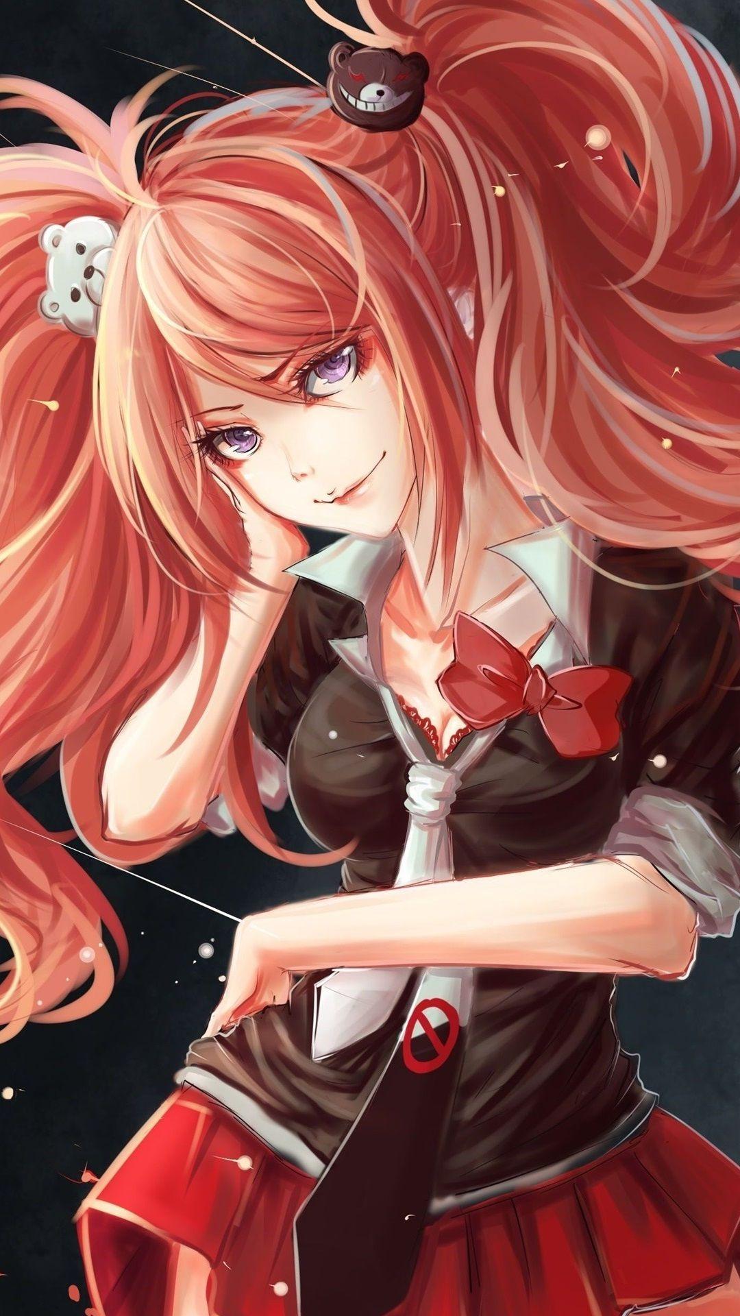 1080x1920 Wallpaper Beautiful anime girl, pink hair, school clothes