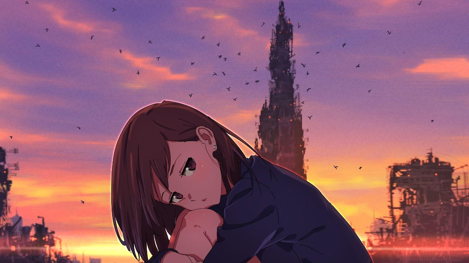 1920x1080 Broken Heart Anime Girl Máy tính xách tay 1080P Full HD