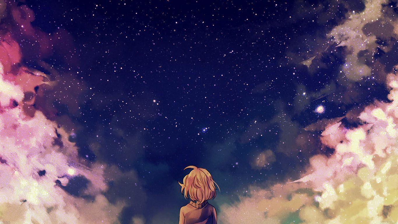 Hình minh họa Anime Girl 1366x768 Starry Space.  Hình nền.  HD Anime