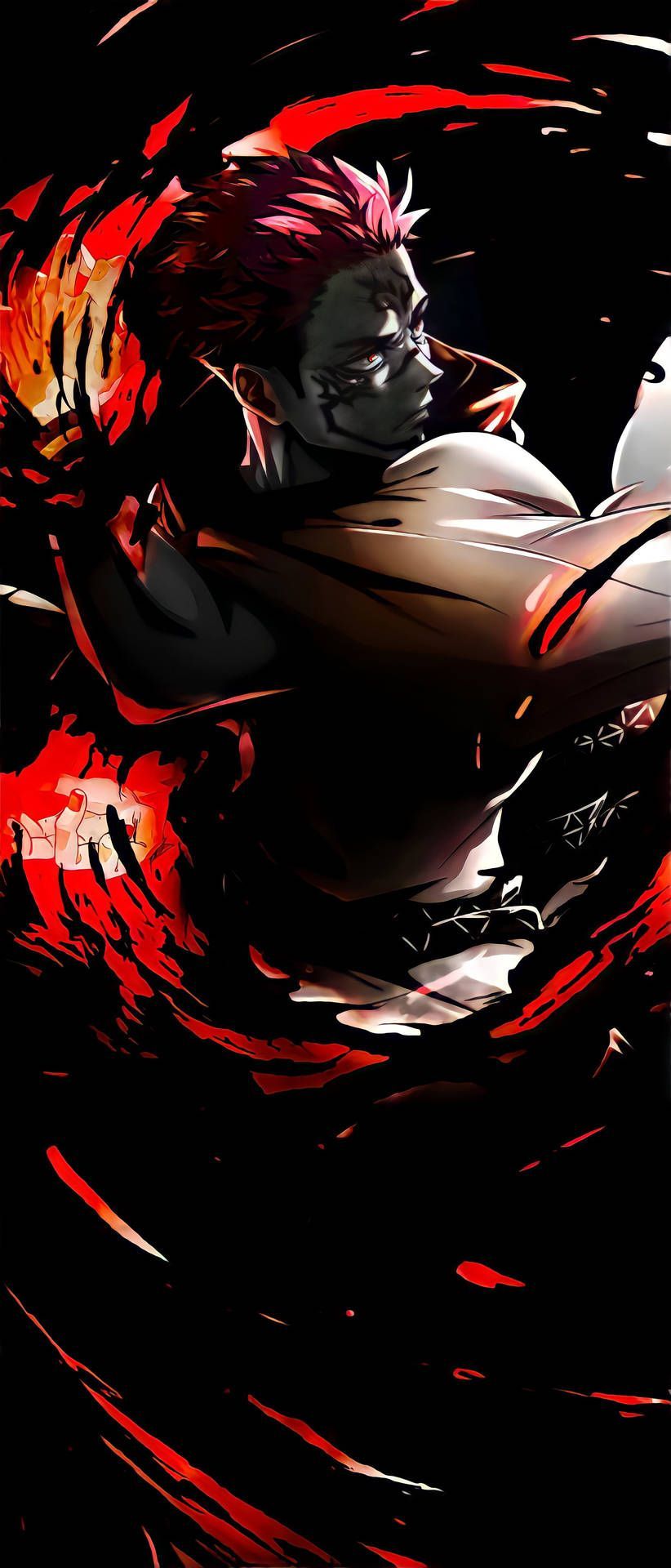 822x1920 Flaming Sukuna Fan Art Wallpaper