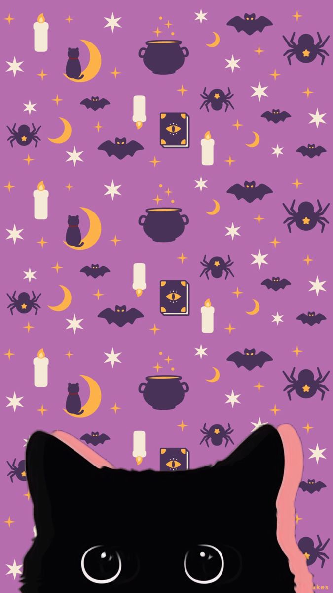675x1200 Wallpaper black cat Halloween