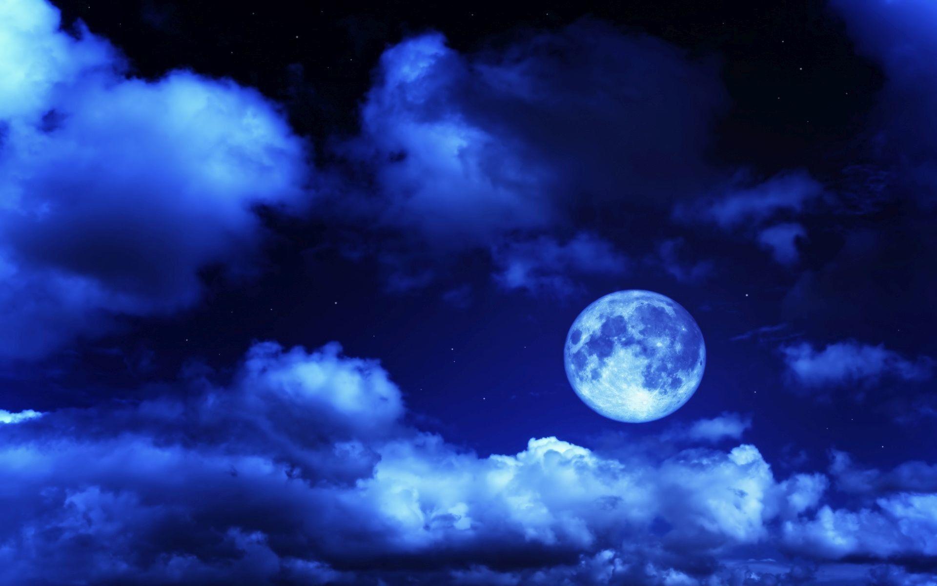 Premium Photo  Full blue moon in the night sky there are stars in the sky  super moon in the middle of the sea