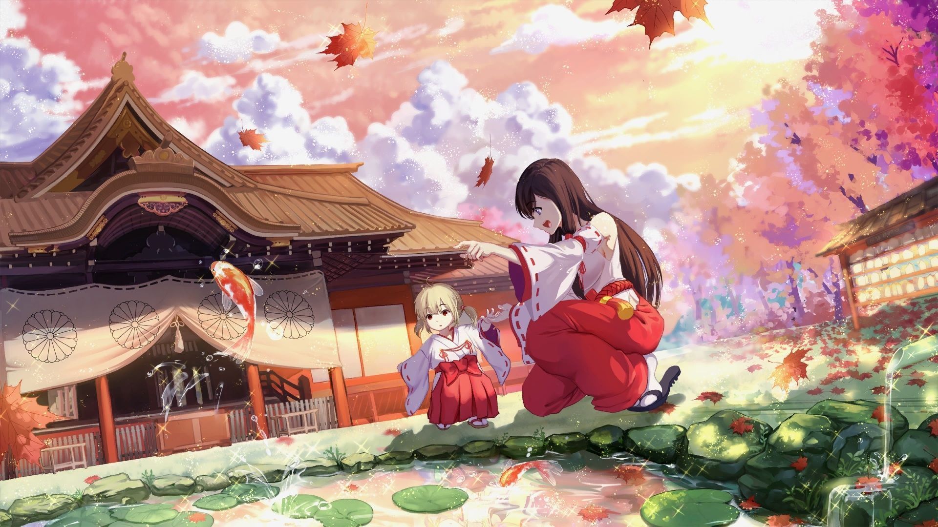 1920x1080 Fish Kimono Shrine Shrine Maiden
