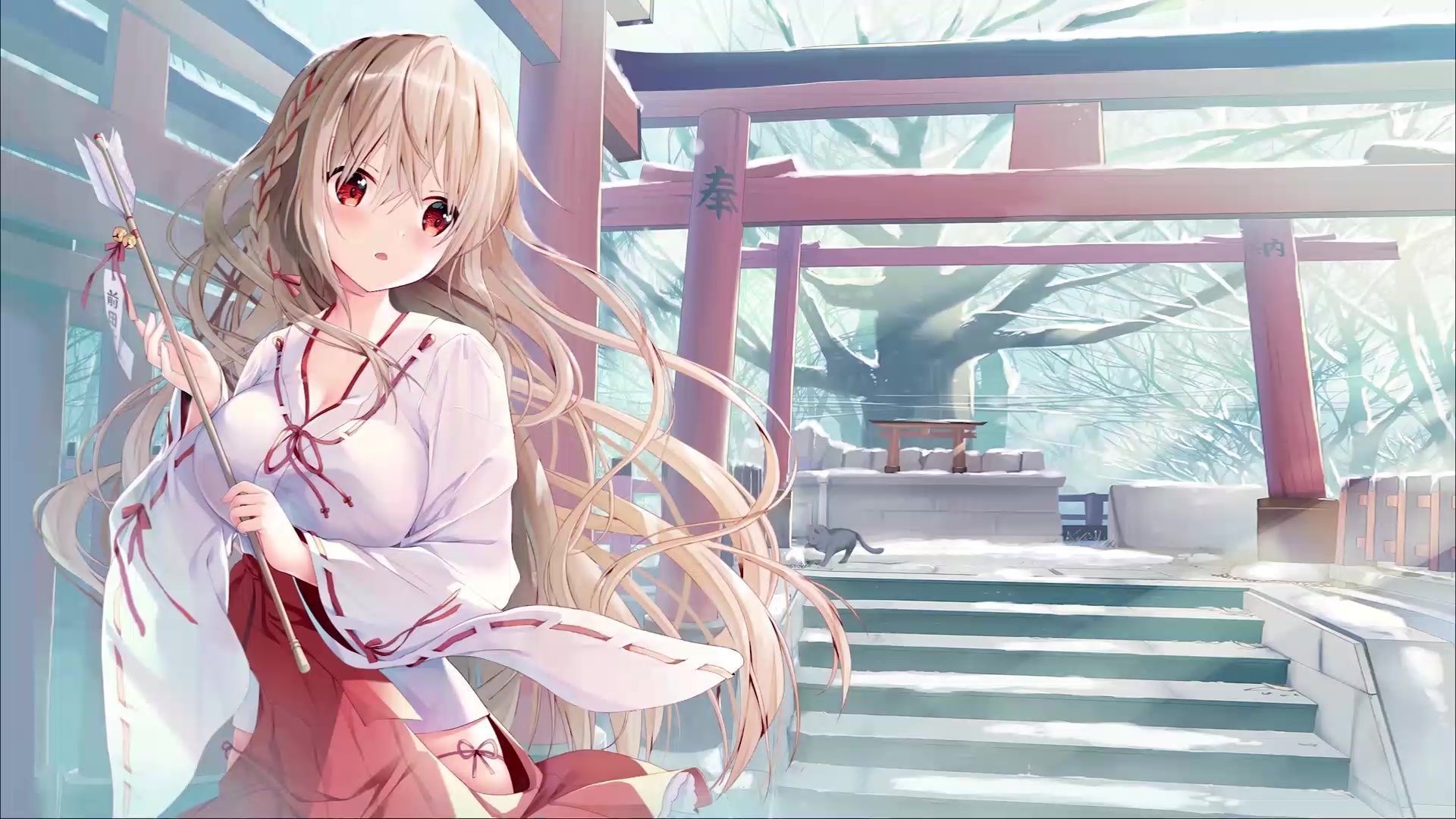 1920x1080 Shrine Maiden Miko Live Wallpaper