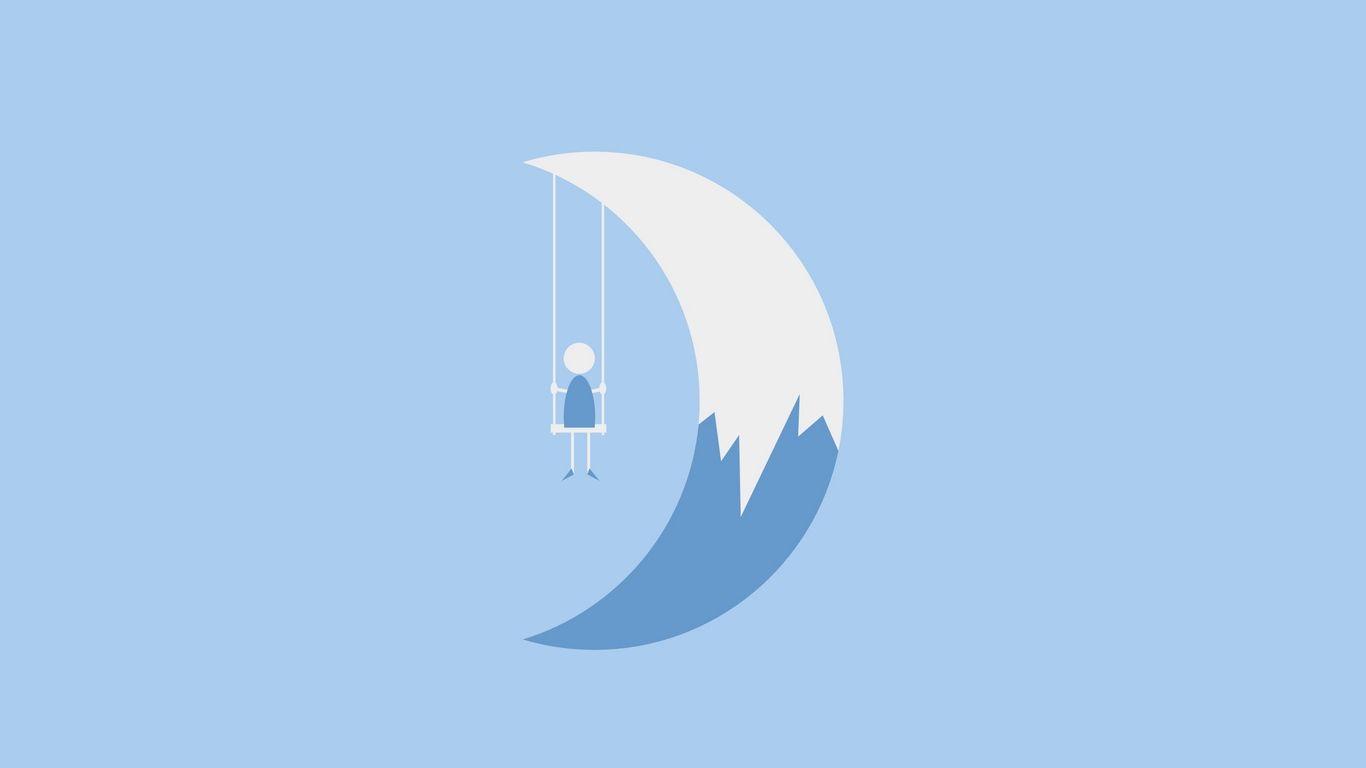 1366x768 Download wallpaper 1366x768 moon, man, drawing, minimalism