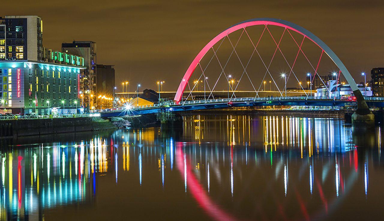 1280x736 Desktop Wallpaper United Kingdom Glasgow Bridges river
