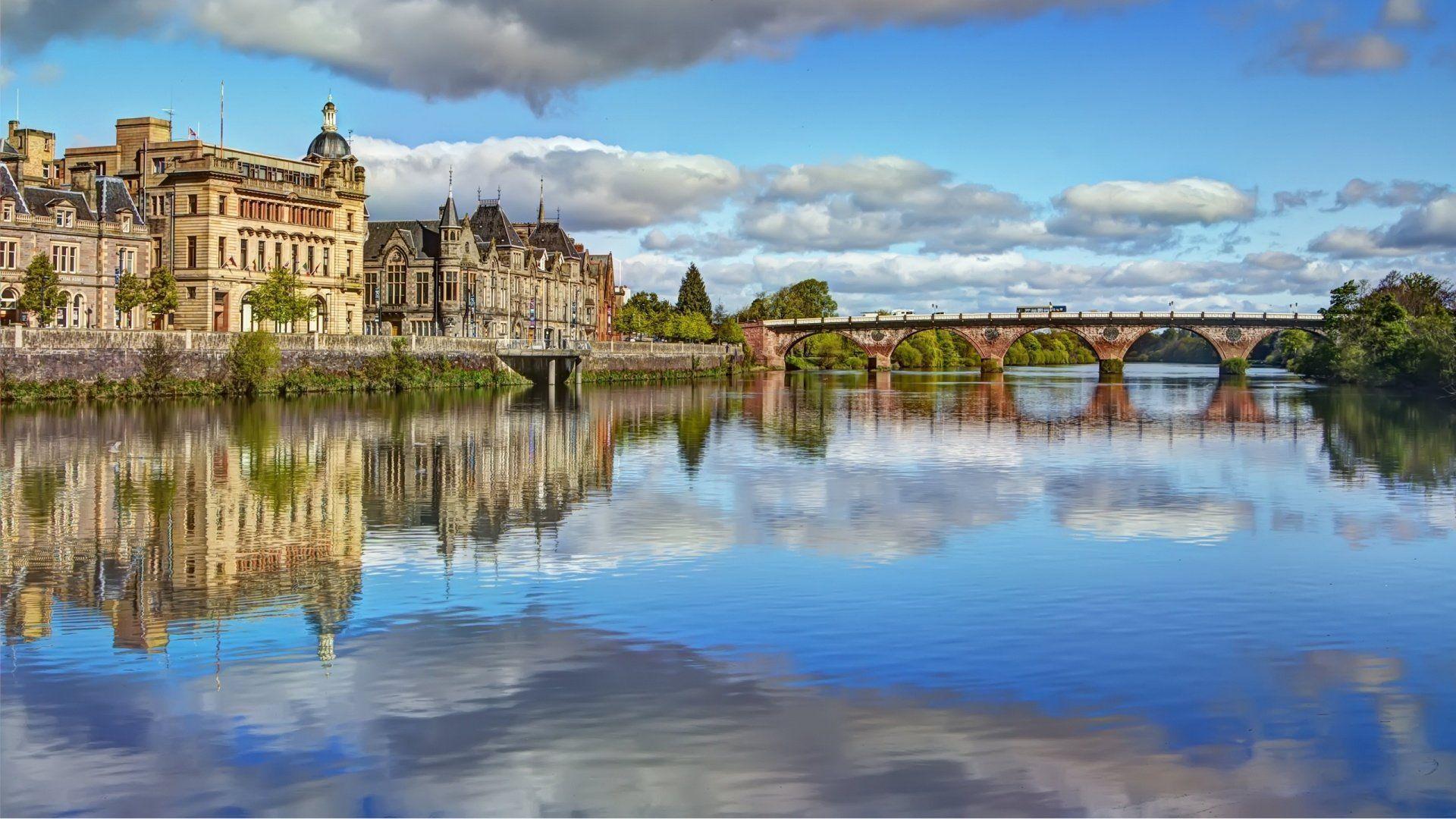 1920x1080 Photography Reflection Bridge River Building River Tay