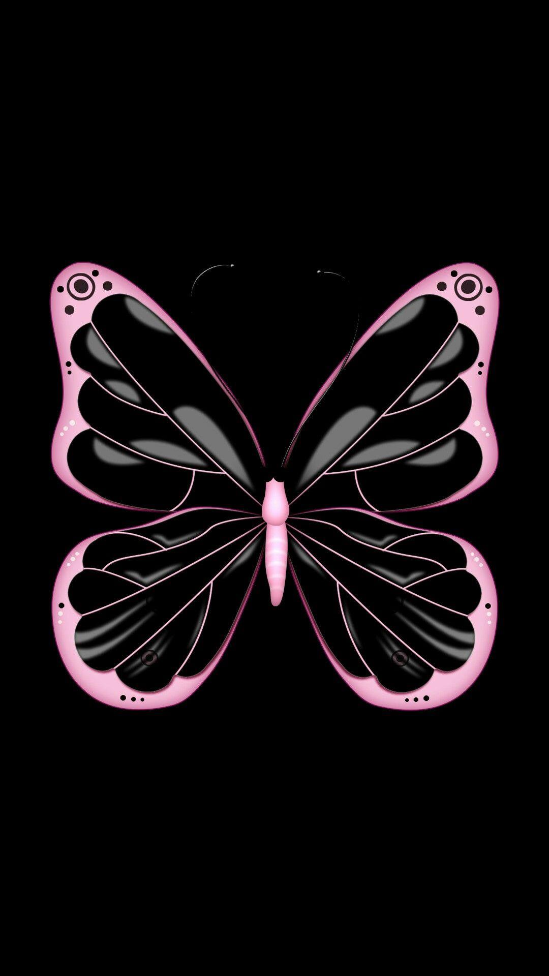 1080x1920 Black & Pink Butterfly.  Hình nền đồ họa năm 2019