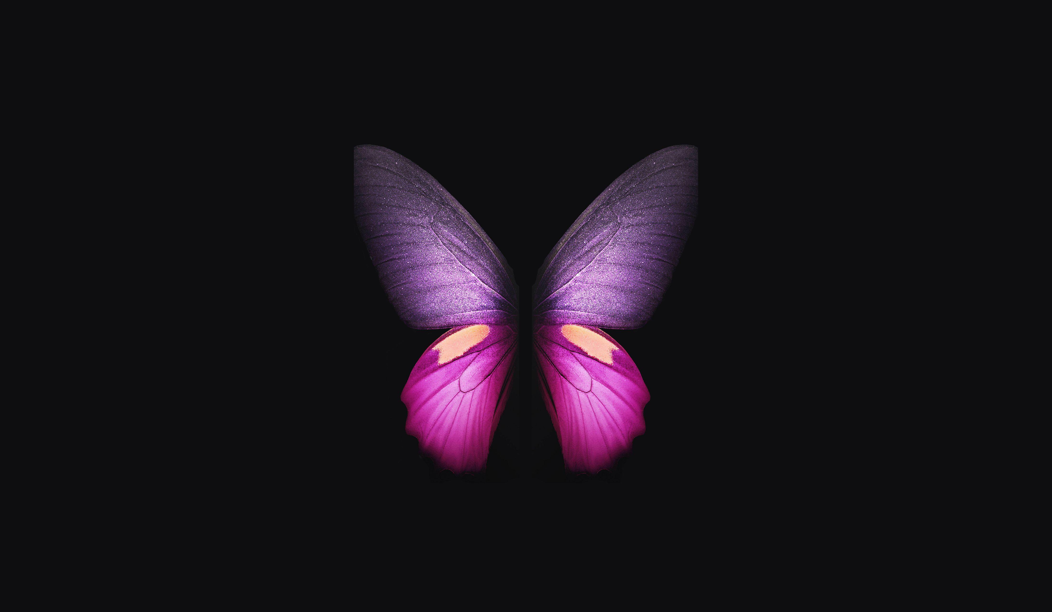 Hình nền 4400x2560 Samsung Galaxy Fold, Hồng, Màu tím, Con bướm