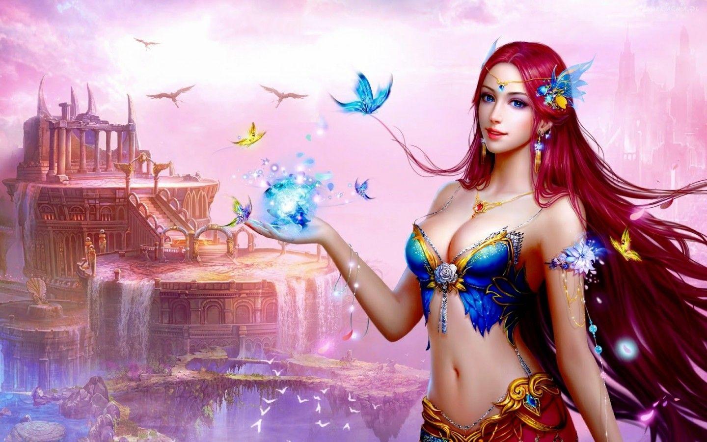 1440x900 Butterfly Fantasy Girl Wallpaper Desktop HD Girl