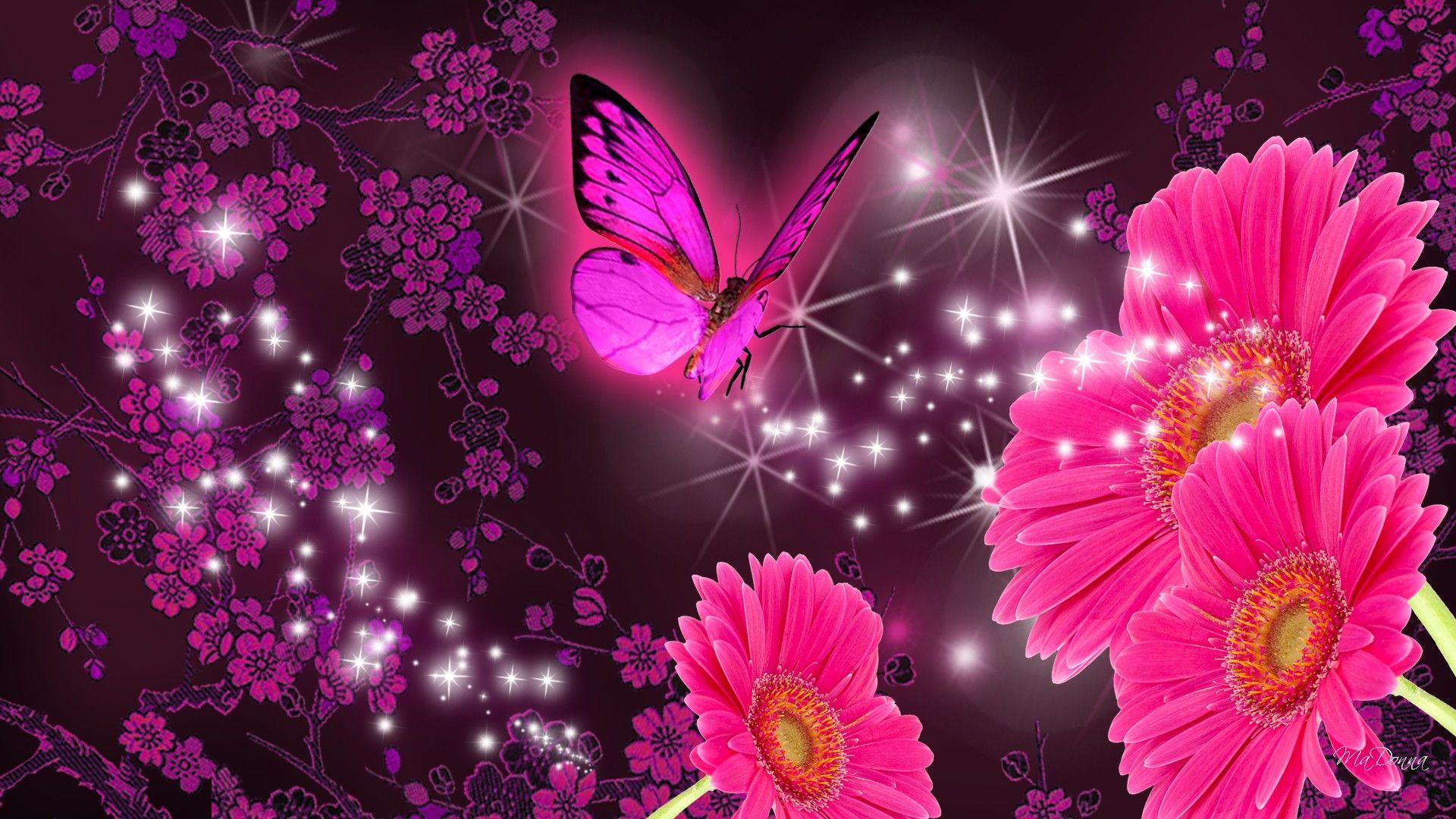 1920x1080 Purple With Butterflies wallpaper