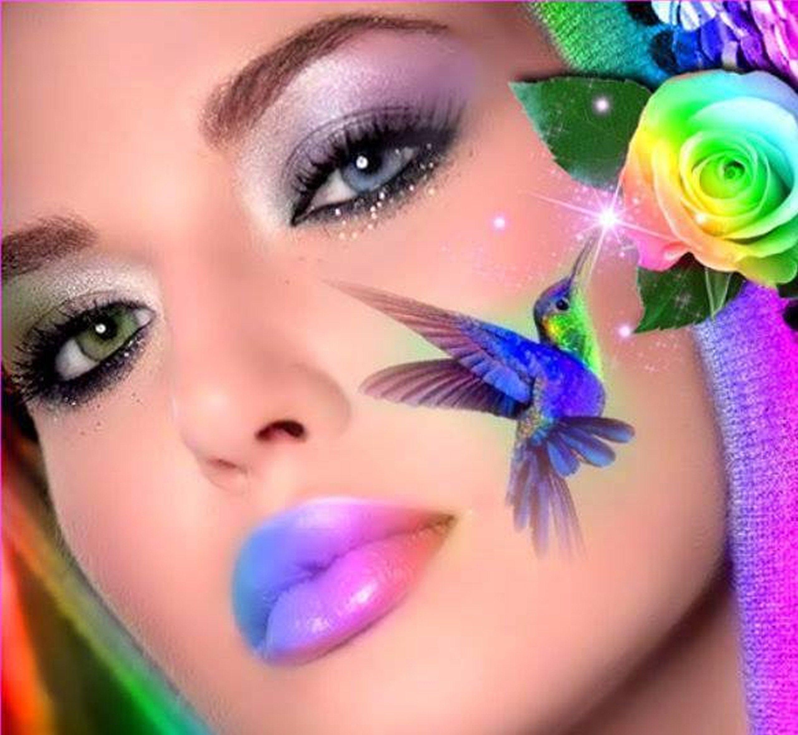 2560x2358 Hair beautiful butterflies girl colorful wallpaper