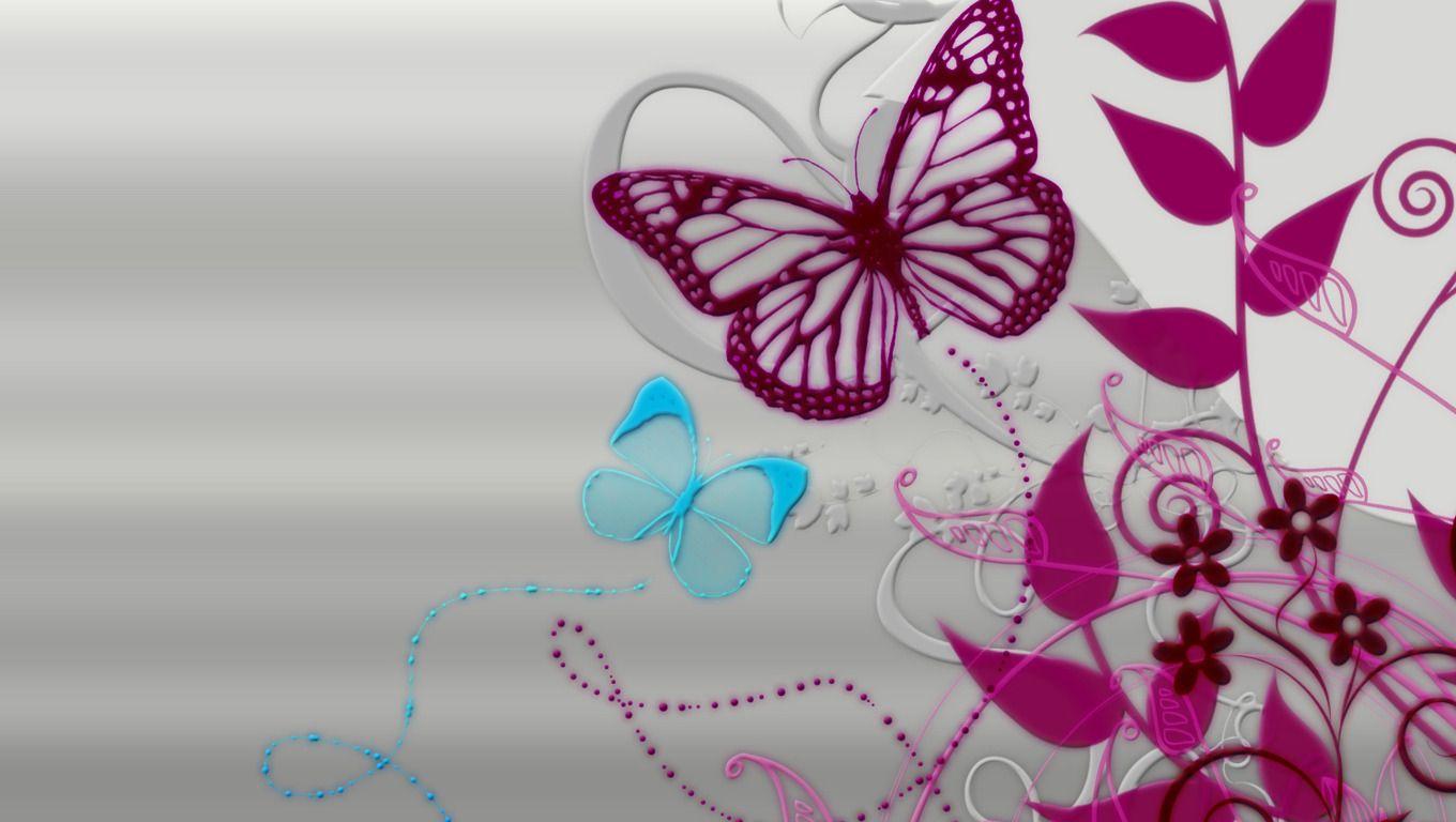 1360x768 3D Butterfly Wallpaper