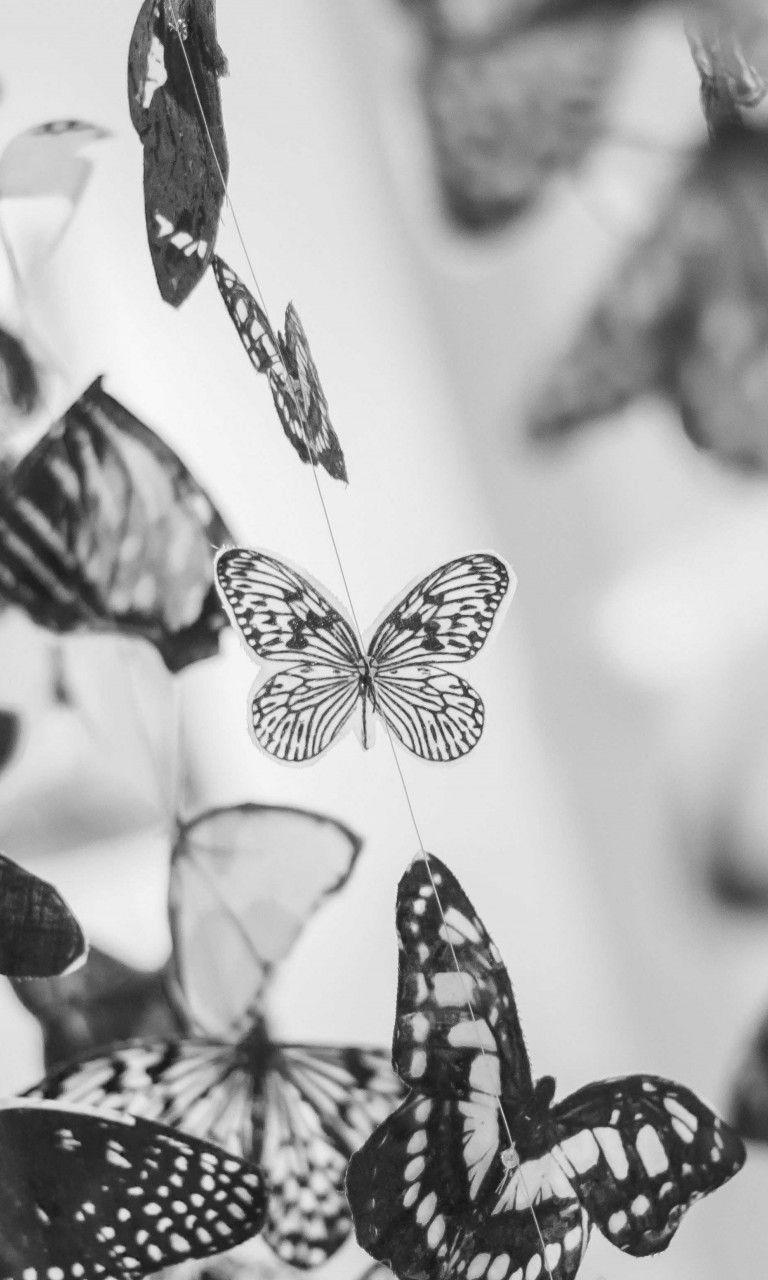 768x1280 Colorful Beautiful Black and White Butterfly Wallpaper