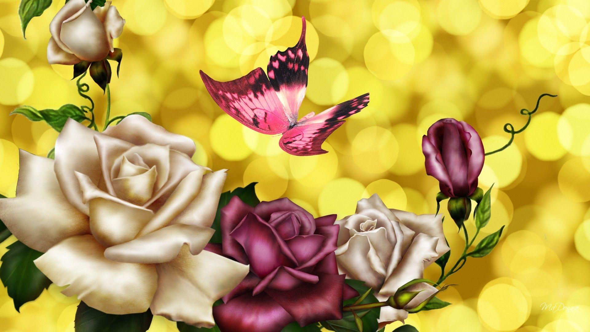 Pink Roses and Butterfly Wallpapers - Top Free Pink Roses and Butterfly