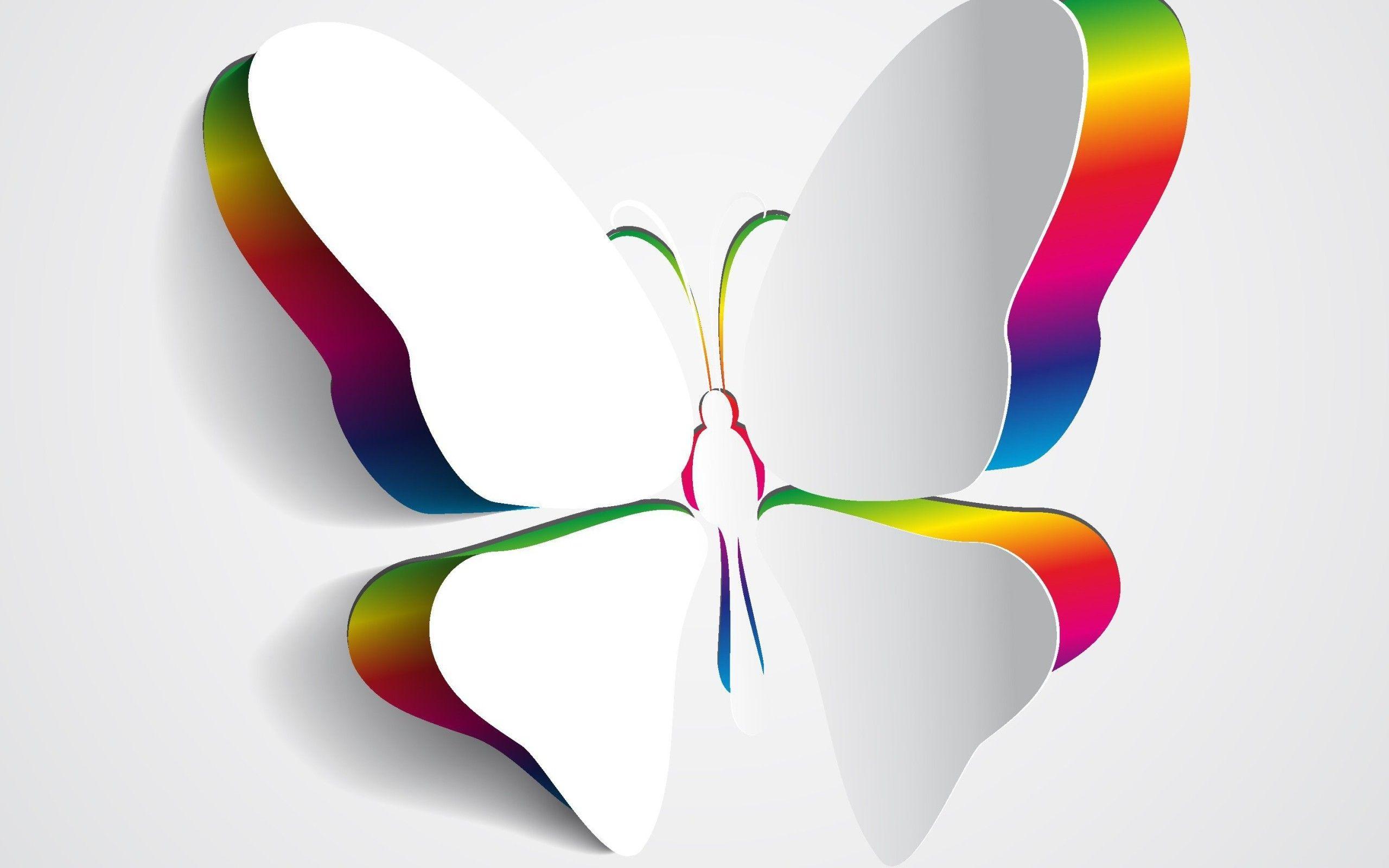 2560x1600 White Butterfly And Colored Wings Creative HD Wallpaper