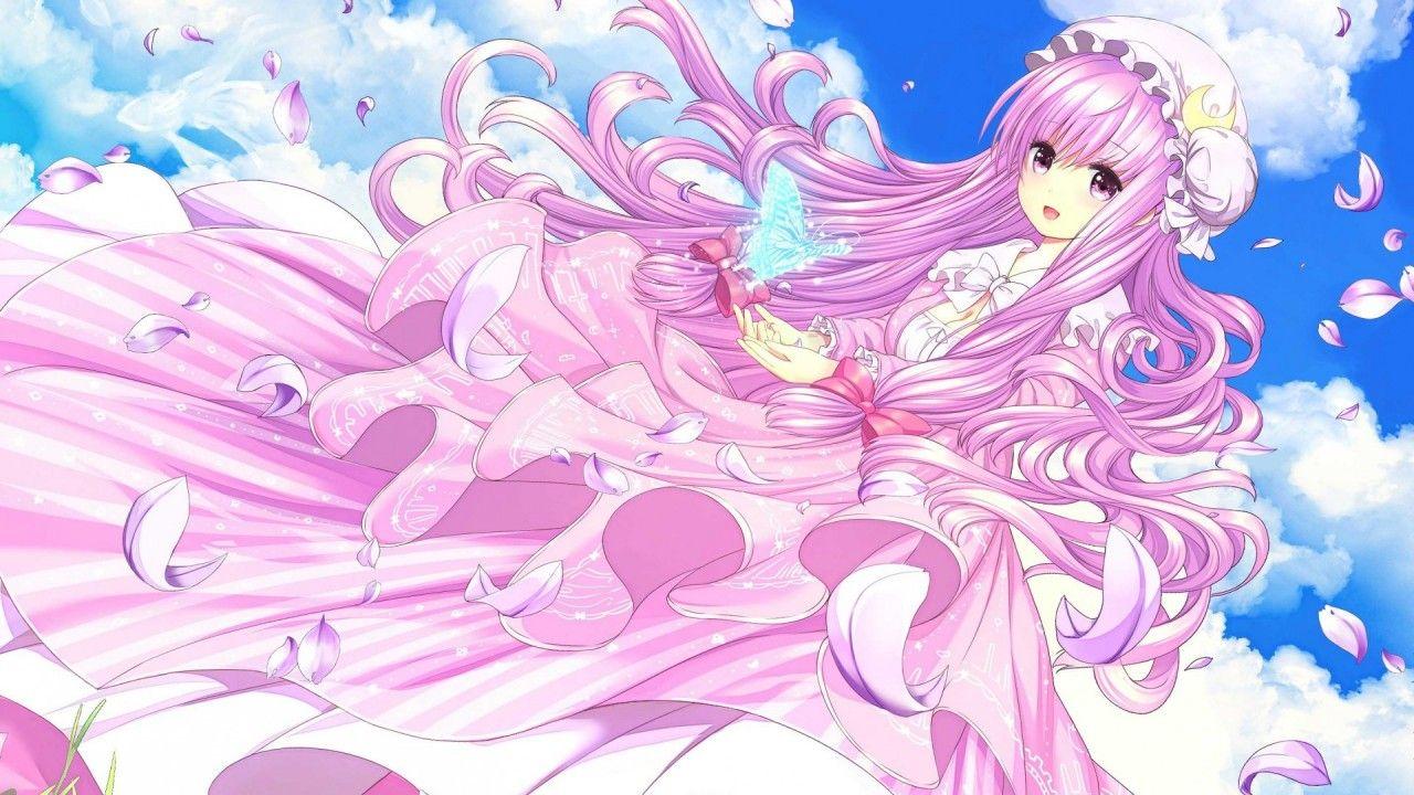 1280x720 Pink Girl & Blue Butterfly wallpaper. Pink Girl & Blue