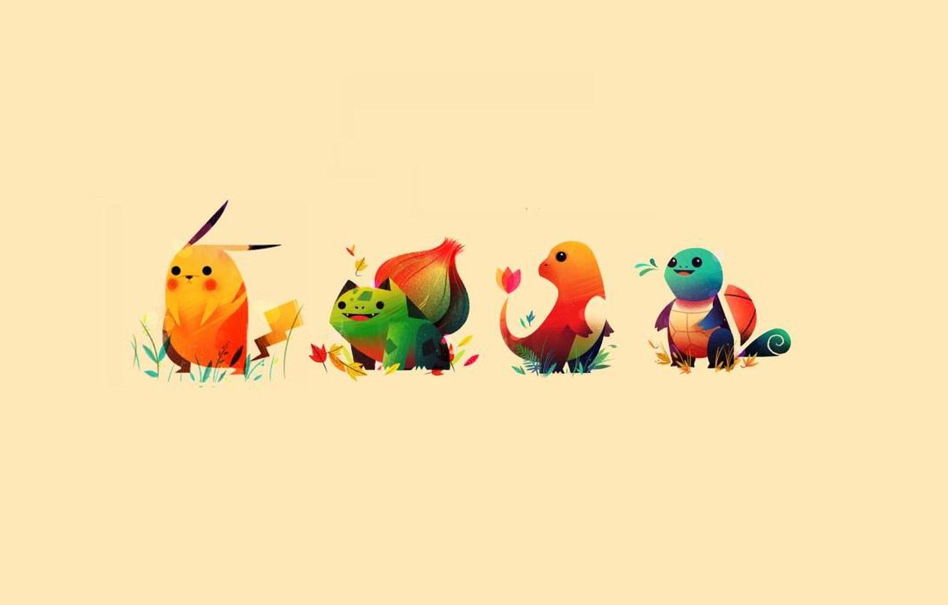 1332x850 Wallpaper figure, minimalism, Pokemon, Pokemon, Pikachu