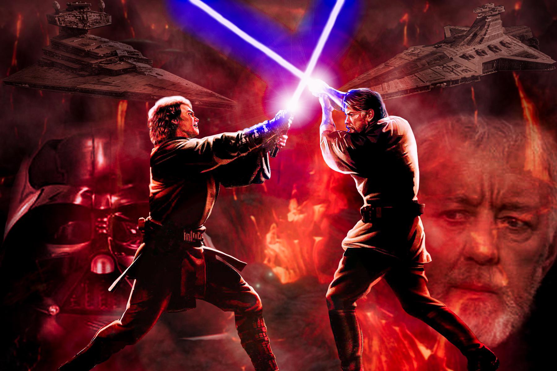 1800x1200 A wallpaper I made of anakin vs obi wan