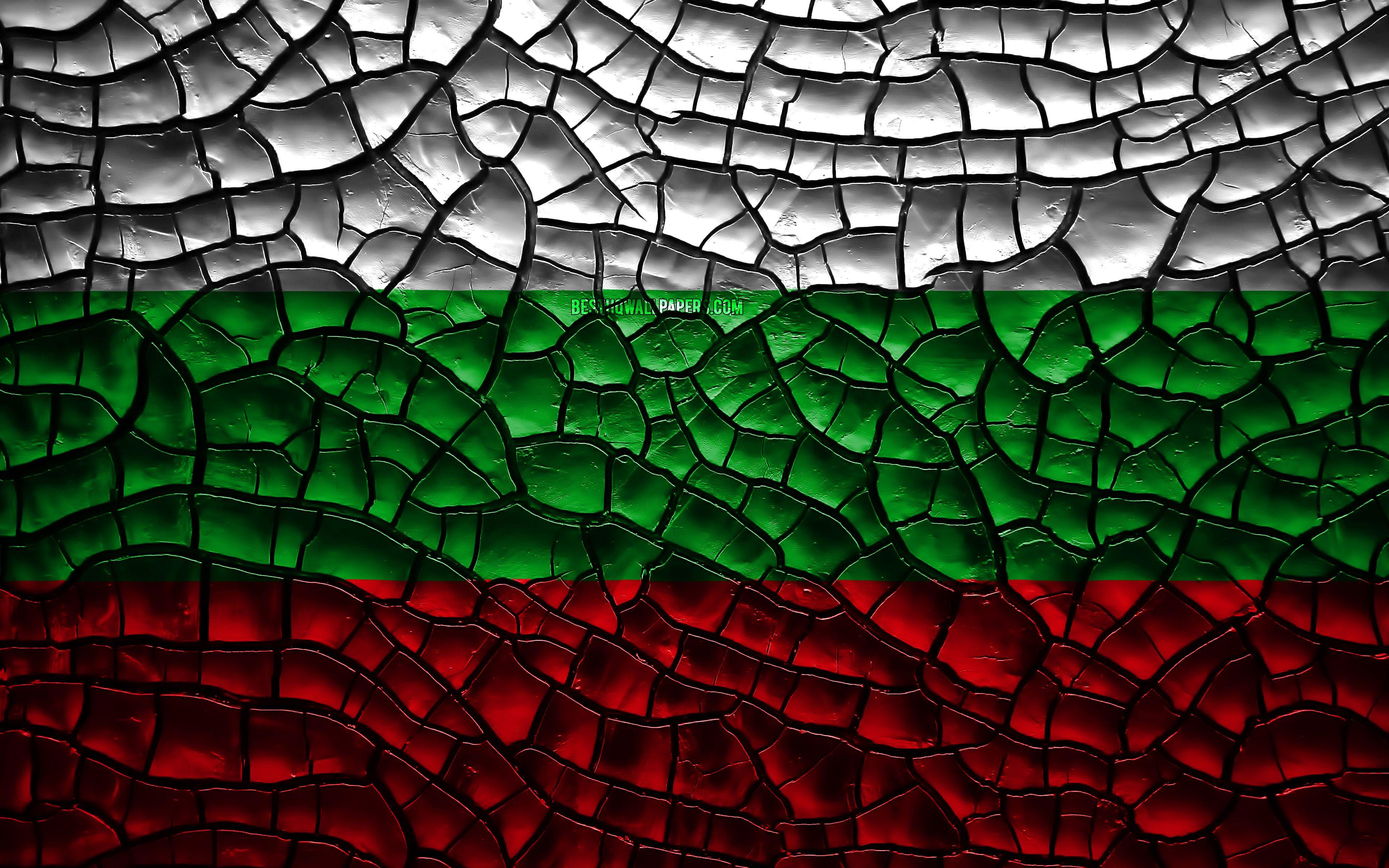 3840x2400 Download wallpaper Flag of Bulgaria, 4k, cracked soil