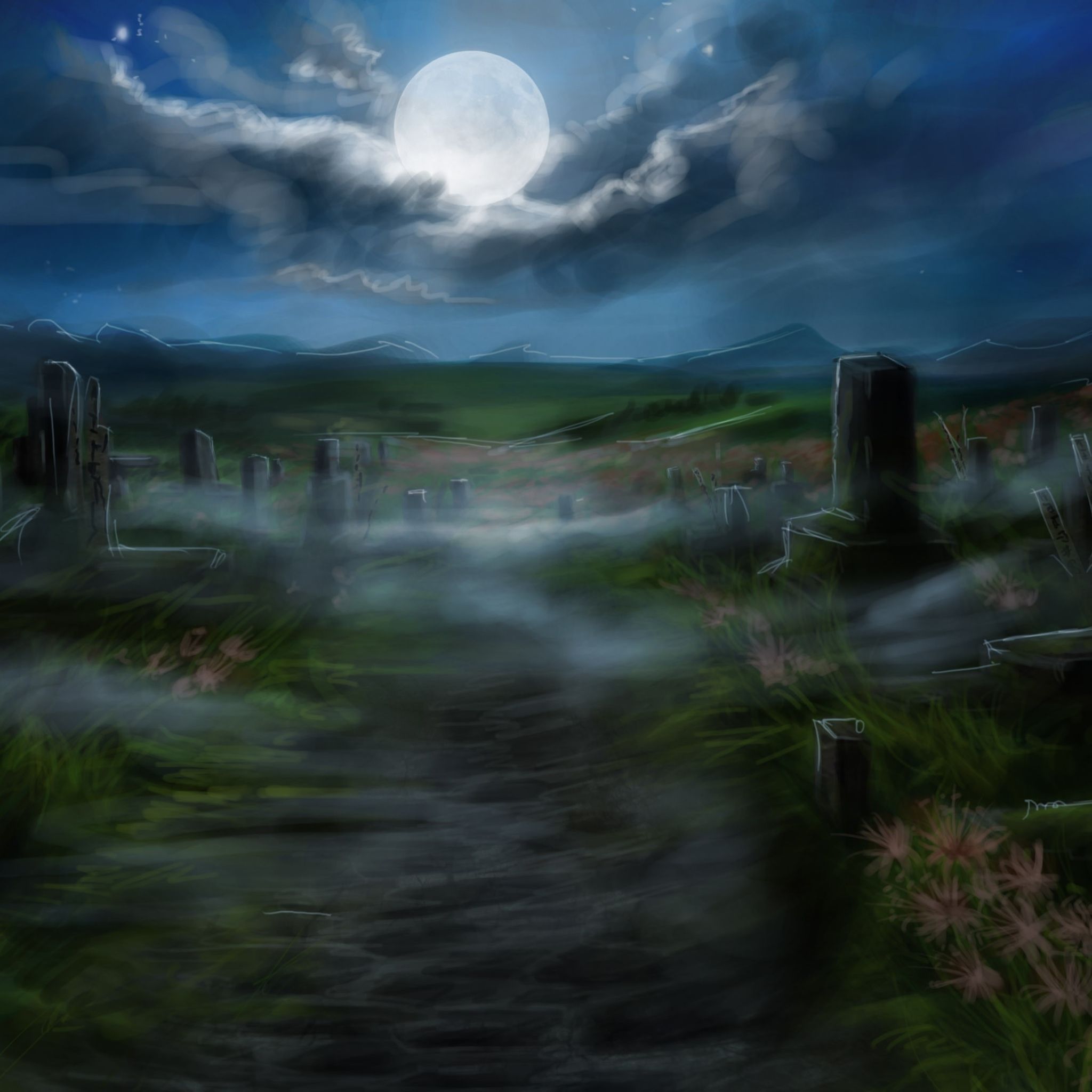 2048x2048 Download Country Gravestone Cloud Fog