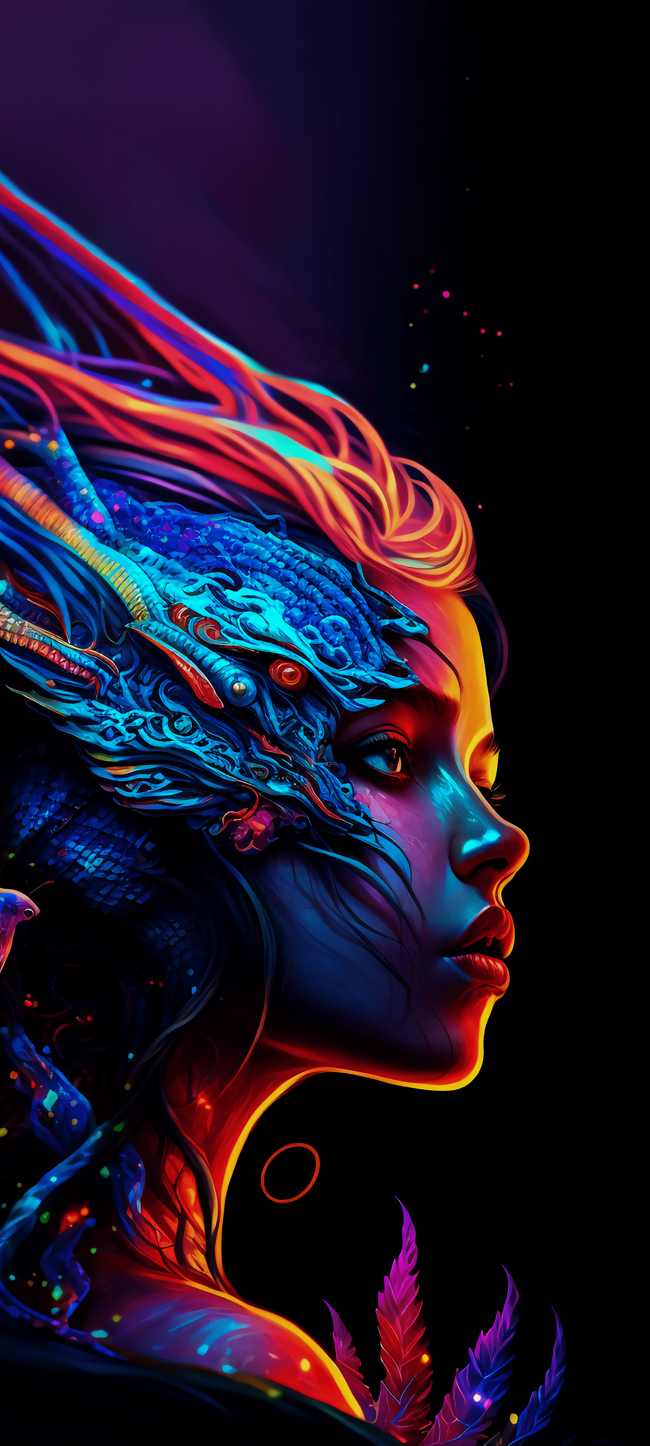 2160x4800 Electric Blue, Magenta, Darkness, Paint
