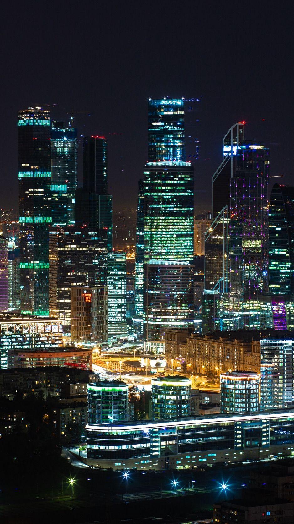 938x1668 Download wallpaper 938x1668 night city, skyscrapers, city