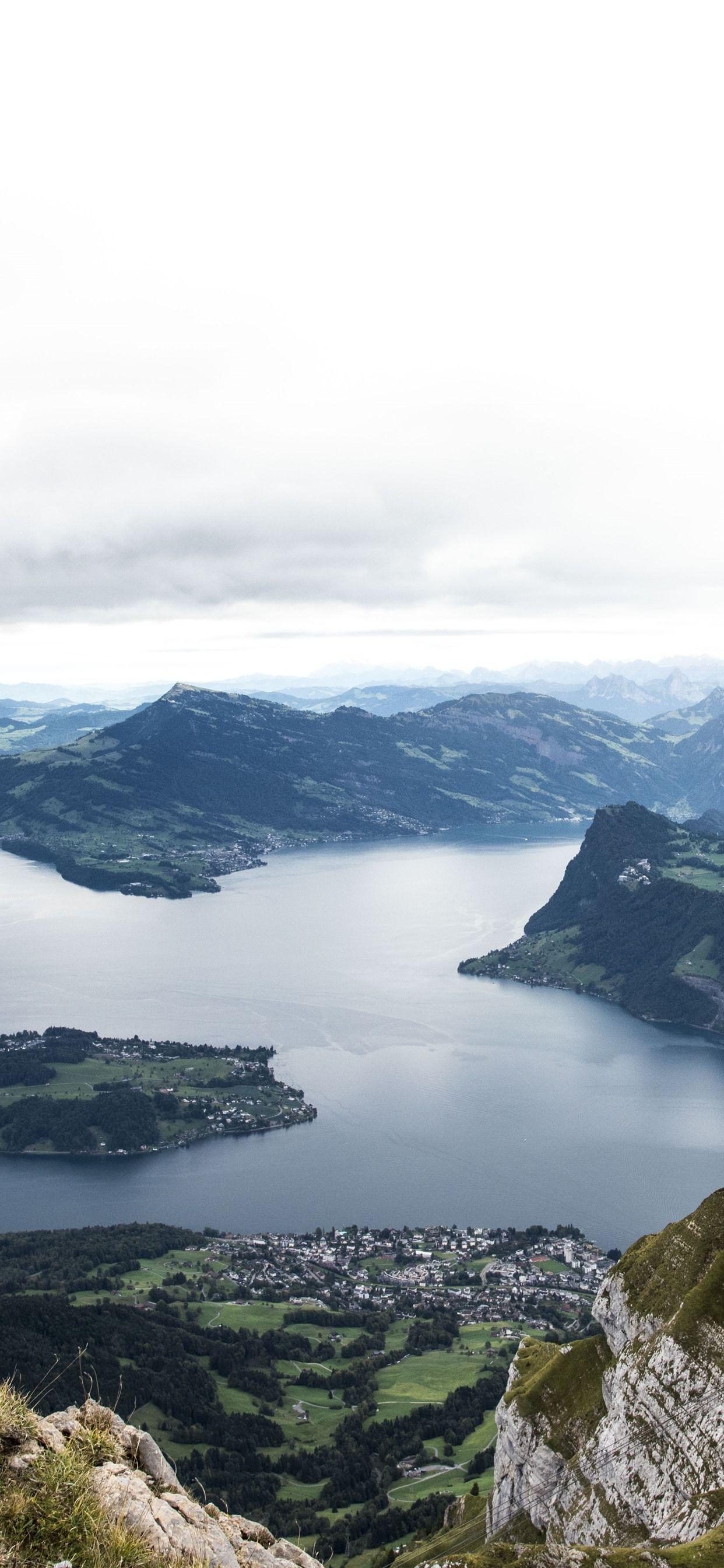 1242x2688 Switzerland, Europe, mountains, river, top view 1242x2688