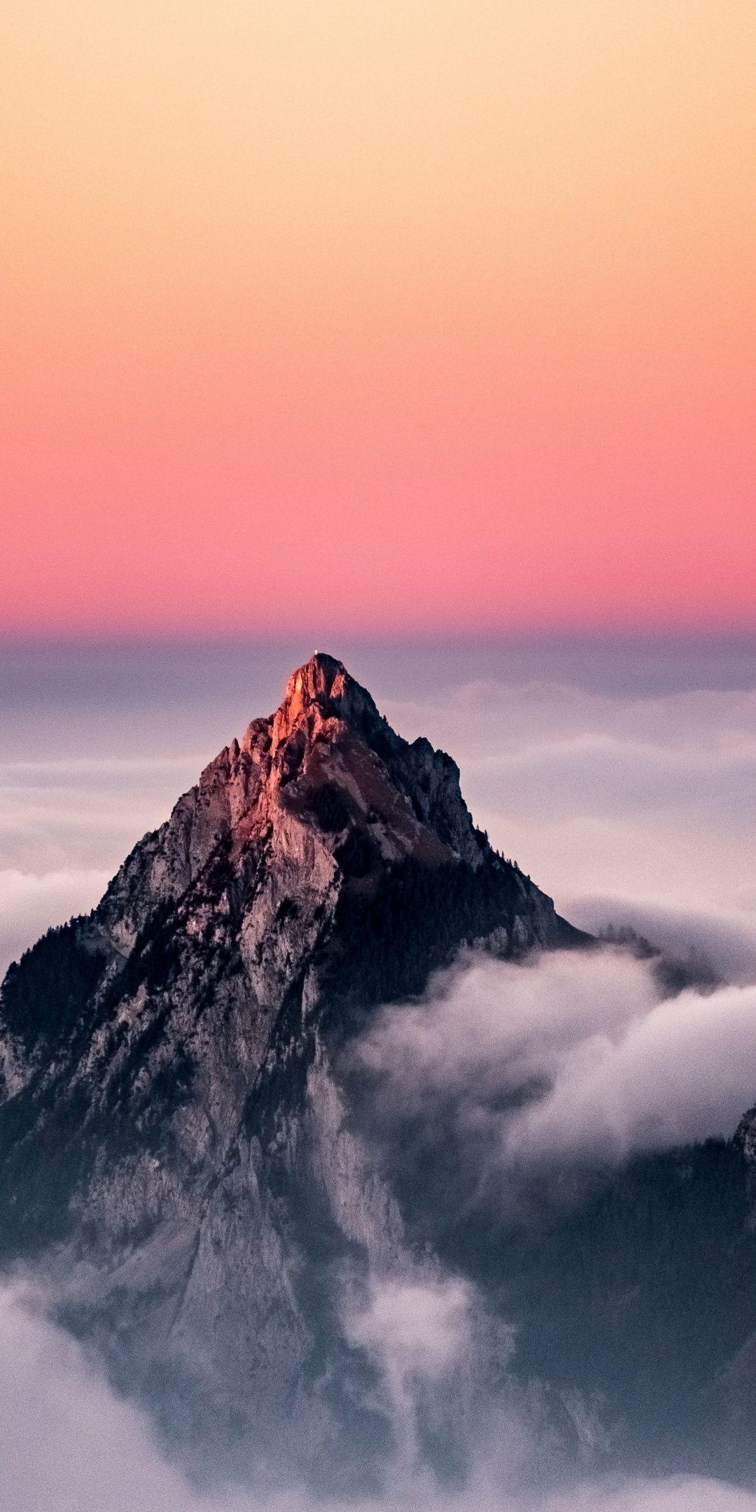 1080x2160 Sunset, clouds, peak, nature, Switzerland, 1080x2160