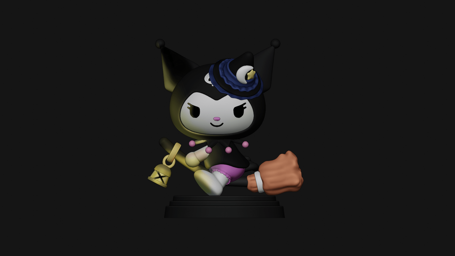 1920x1080 STL file Kuromi Halloween Kitty