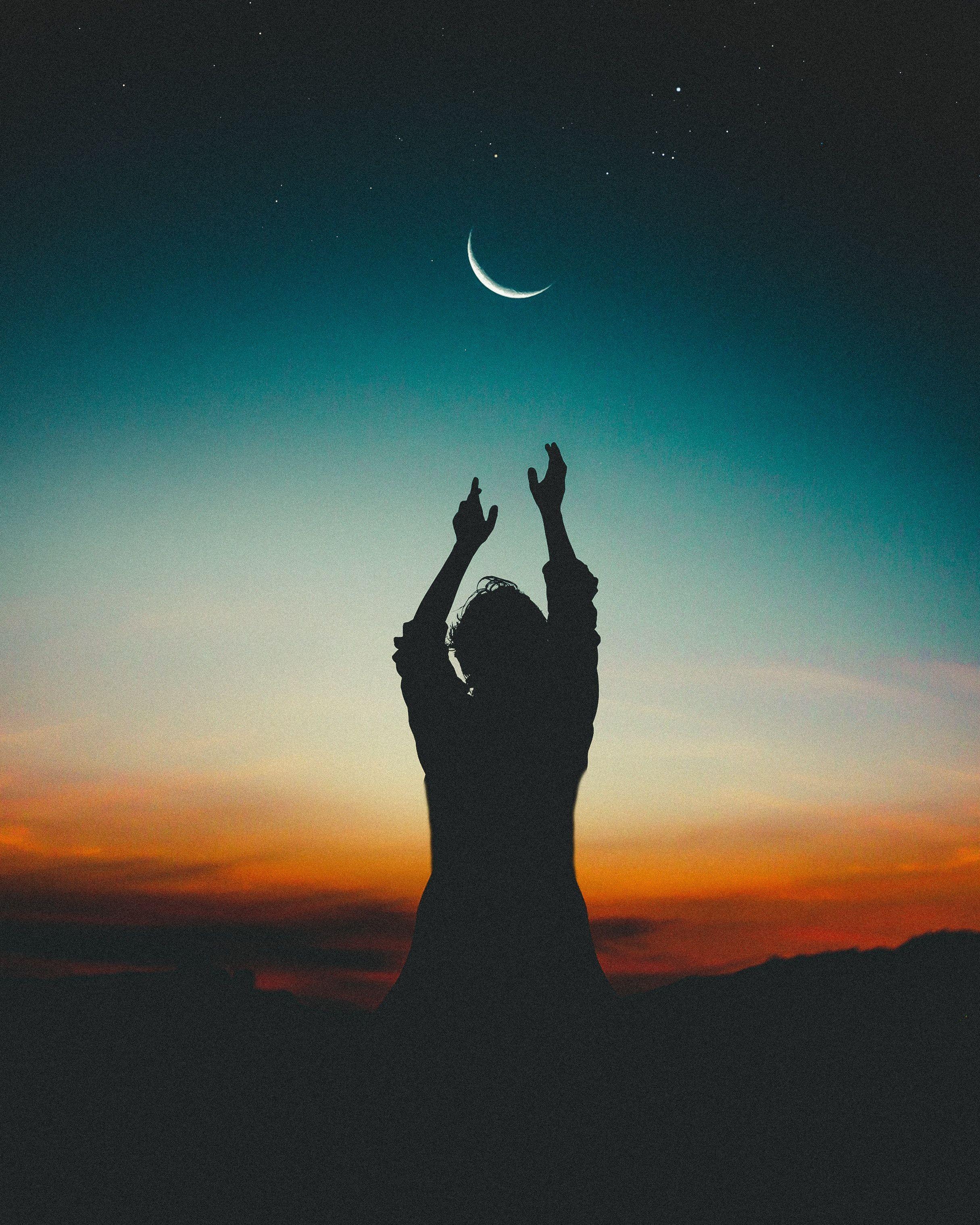 2430x3037 Download wallpaper 2430x3037 silhouette, man, night, moon