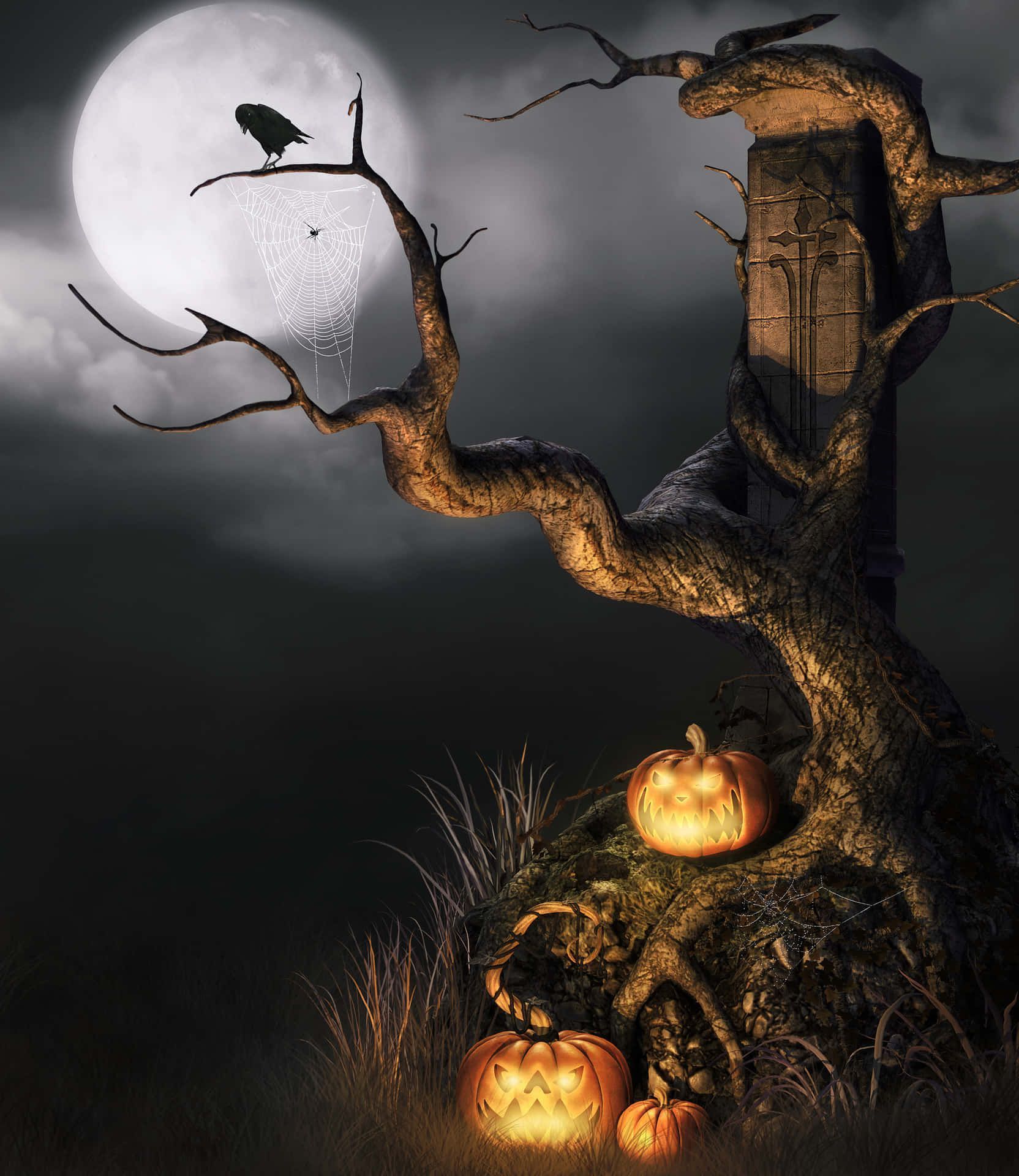 1664x1920 Download Beautiful Halloween Tree With